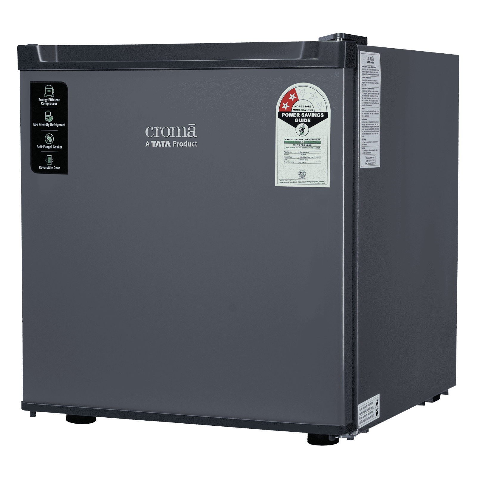 Croma 45 Litres 2 Star Direct Cool Single Door Refrigerator with Anti-Fungal Door Gasket (CRLR045DCC290113, Metallic Grey)_11