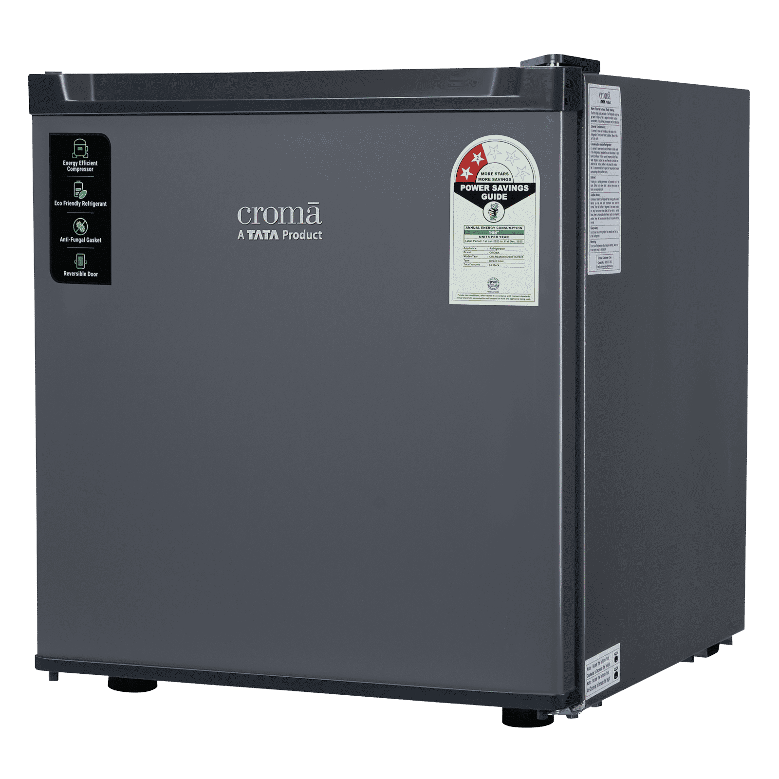 Croma 45 Litres 2 Star Direct Cool Single Door Refrigerator with Anti-Fungal Door Gasket (CRLR045DCC290113, Metallic Grey)_4