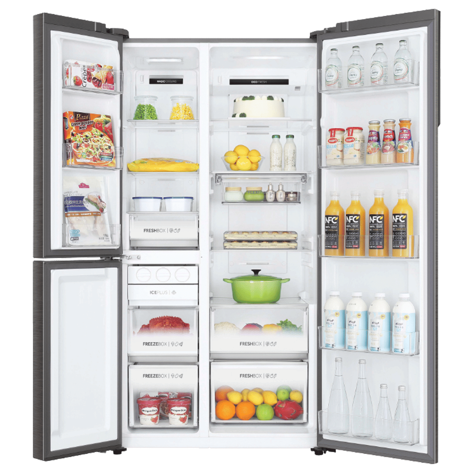 Haier 598 Litres 3 Star Frost Free Side By Side Smart Wifi Enabled Convertible Refrigerator with Deo Fresh Technology (HRT-683ISU1, Inox Steel)_5