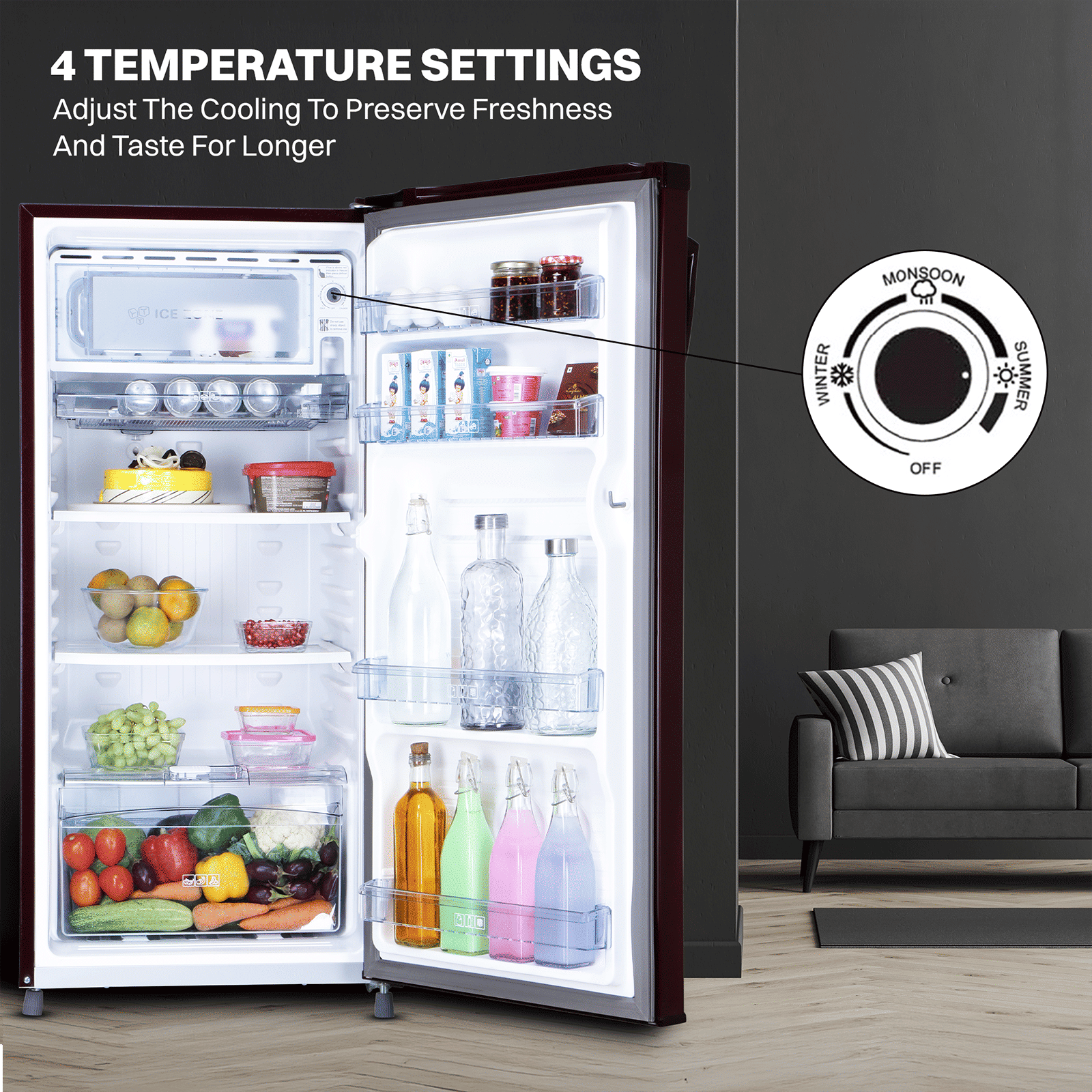 Croma 185 Litres 2 Star Direct Cool Single Door Refrigerator with Anti Fungal Gasket (CRLR185DCC008914, Red Erica)_19