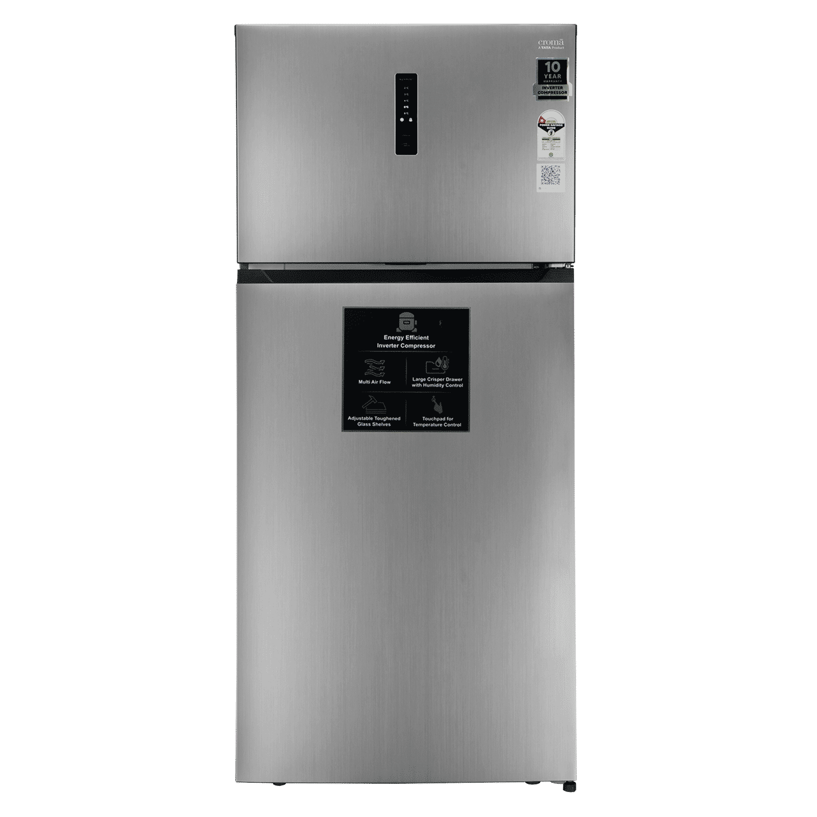 Croma 415 Litres 1 Star Frost Free Double Door Refrigerator with External Soft Touch Display (Inox)_1