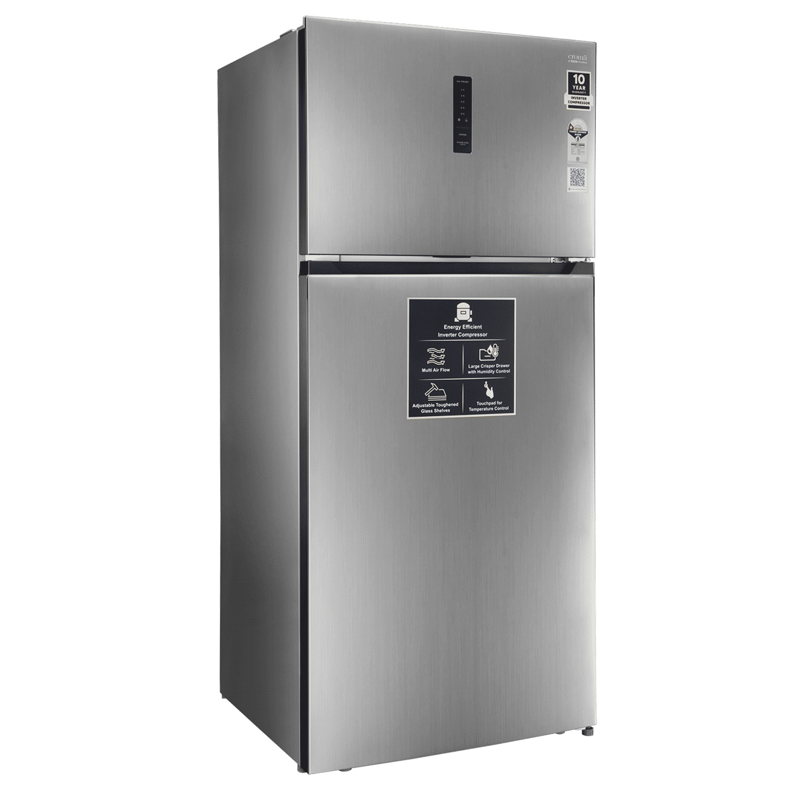 Croma 415 Litres 1 Star Frost Free Double Door Refrigerator with External Soft Touch Display (Inox)_3
