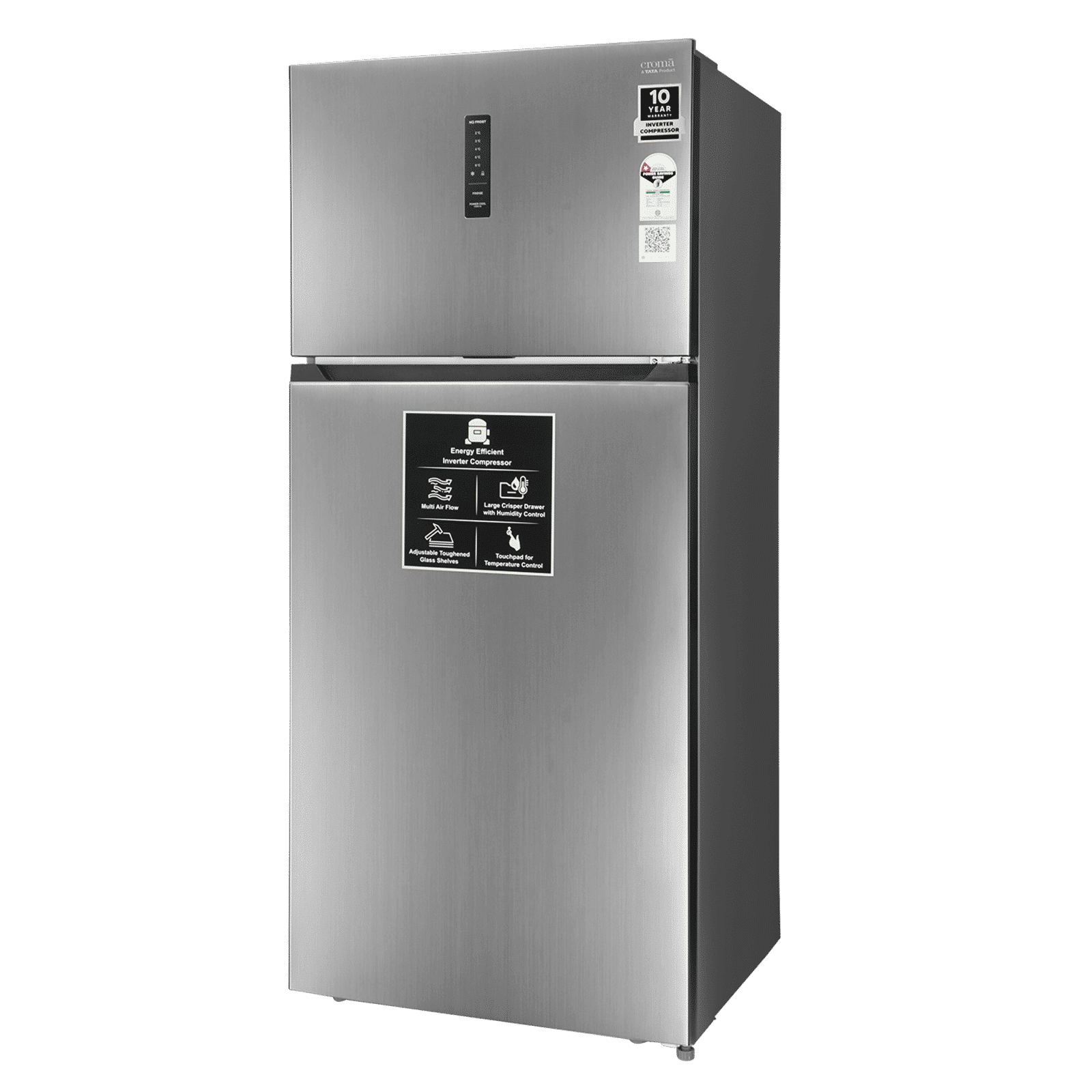 Croma 415 Litres 1 Star Frost Free Double Door Refrigerator with External Soft Touch Display (Inox)_4