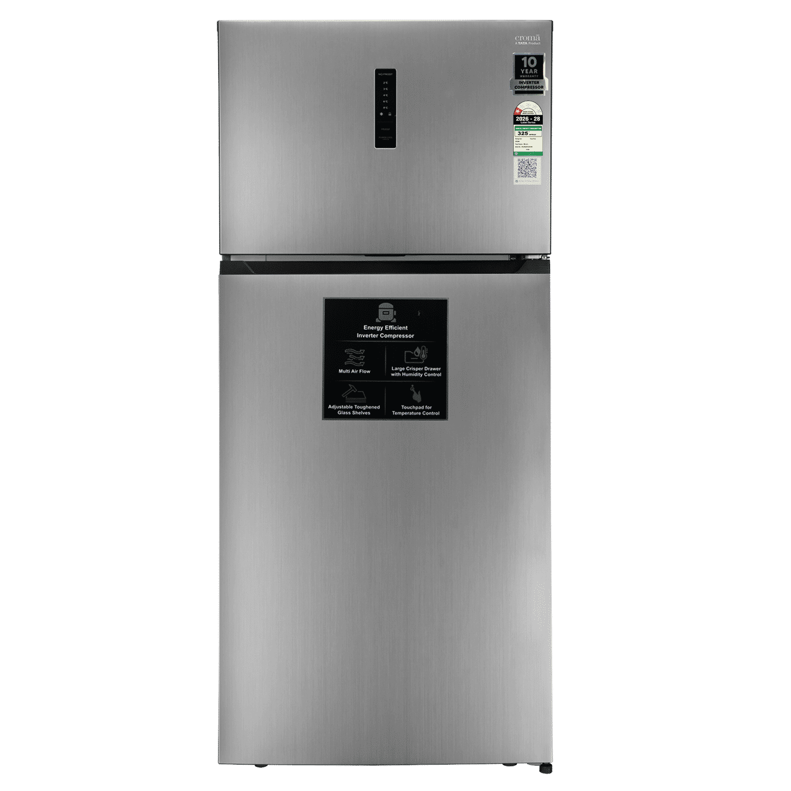 Croma 528 Litres 1 Star Frost Free Double Door Refrigerator with External Soft Touch Display (Inox)_1