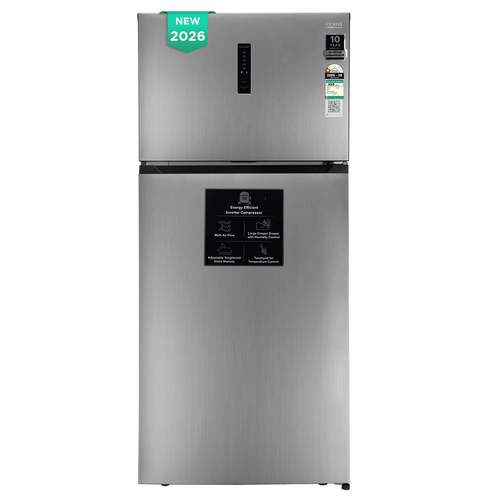 Croma 528 Litres 1 Star Frost Free Double Door Refrigerator with External Soft Touch Display (Inox Grey)_1