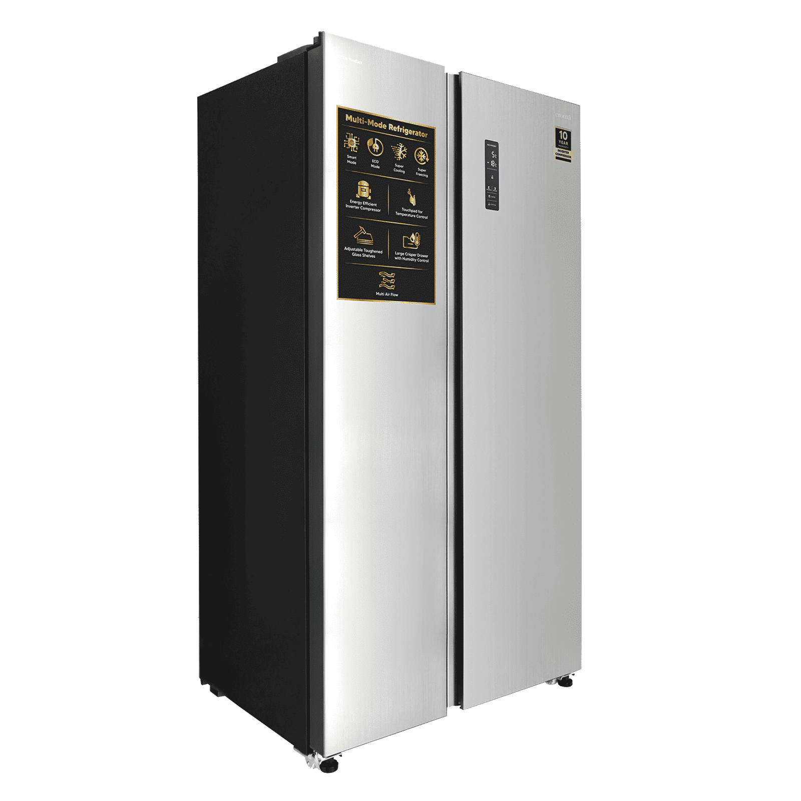 Croma CRLR532SSA342494 532 Litres Frost Free Side by Side Refrigerator with Door Open Alarm (Inox Black)_2