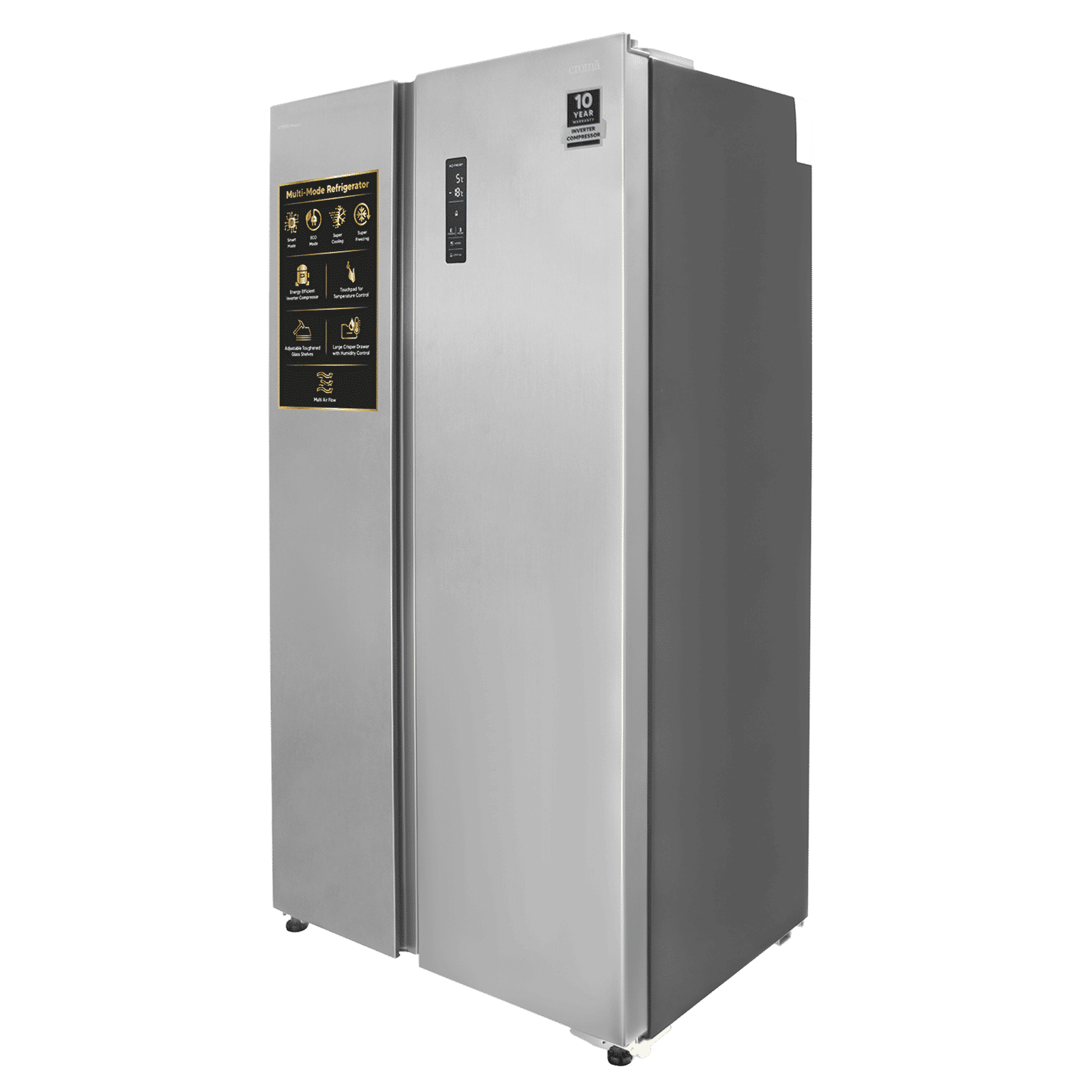 Croma CRLR532SSA342494 532 Litres Frost Free Side by Side Refrigerator with Door Open Alarm (Inox Black)_3