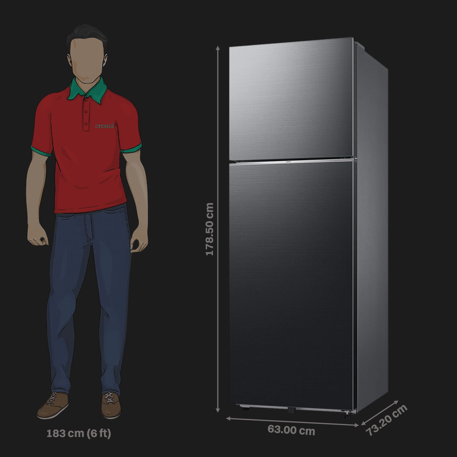 SAMSUNG 350 Litres 2 Star Frost Free Double Door Smart Wifi Enabled Refrigerator with Twin Cooling Plus Technology (RT38DG5A2BBXHL, Luxe Black)_2
