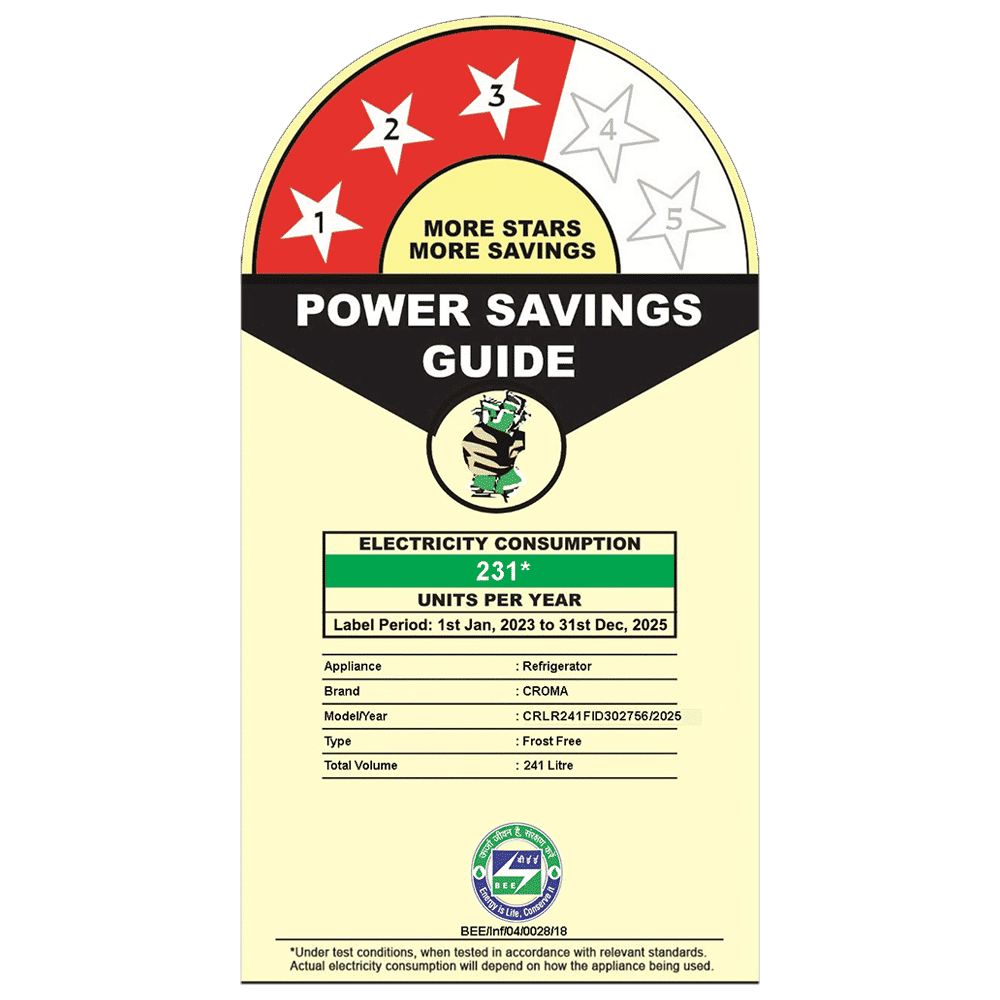 Croma 241 Litres 3 Star Frost Free Double Door Refrigerator with Inverter Technology (CRLR241FID302756, Blue)_4