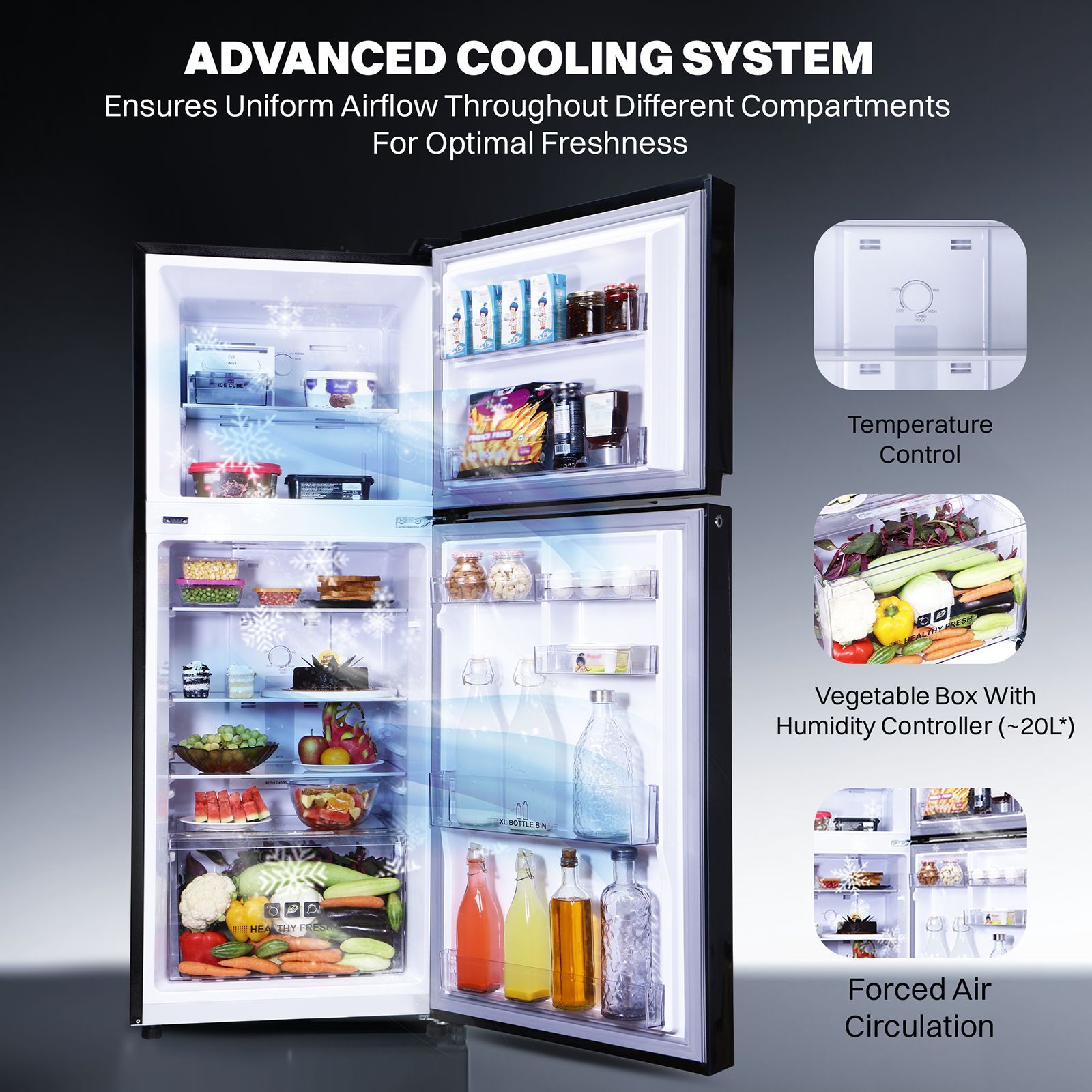 Croma 241 Litres 3 Star Frost Free Double Door Refrigerator with Inverter Technology (CRLR241FID302756, Blue)_5