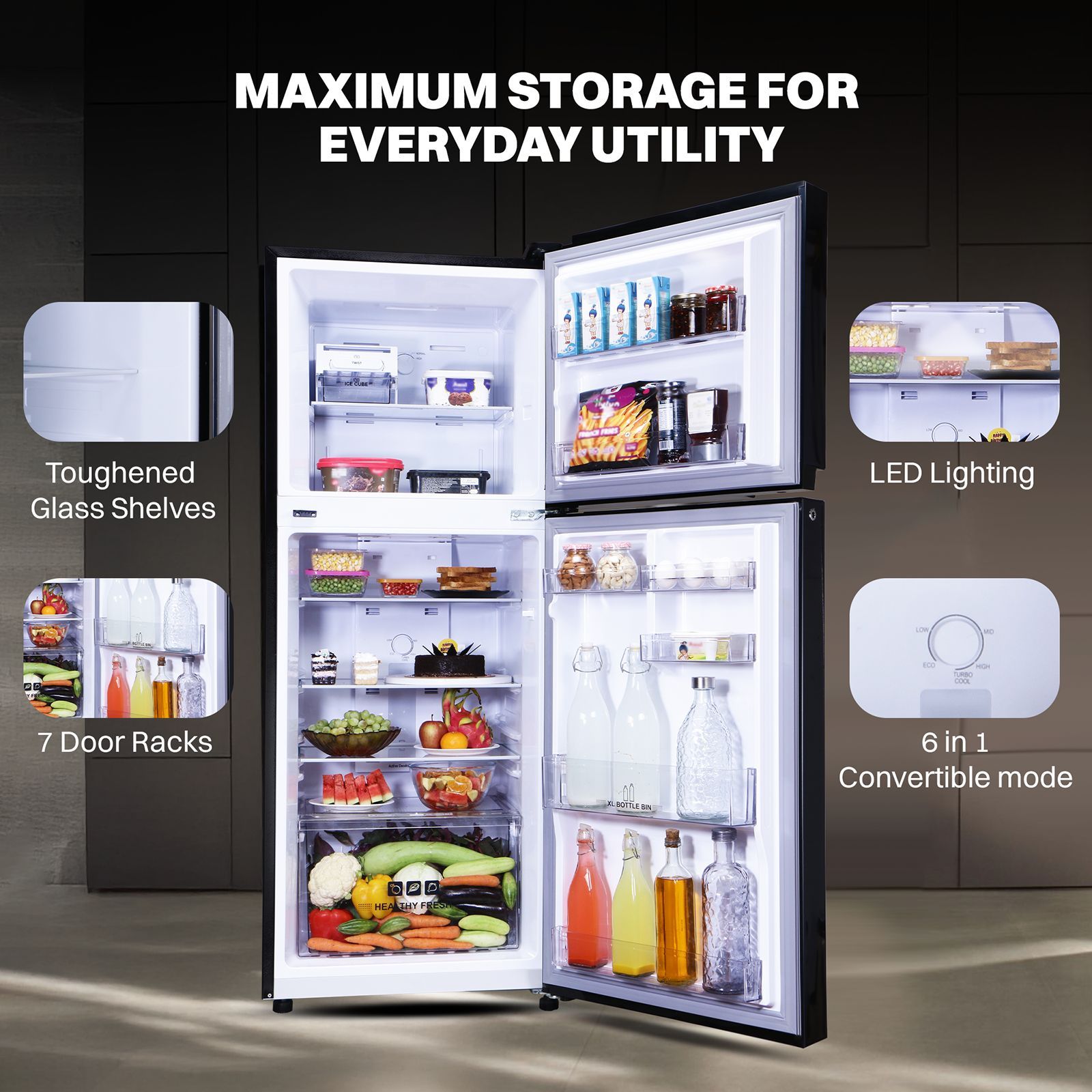 Croma 241 Litres 3 Star Frost Free Double Door Refrigerator with Inverter Technology (CRLR241FID302756, Blue)_6