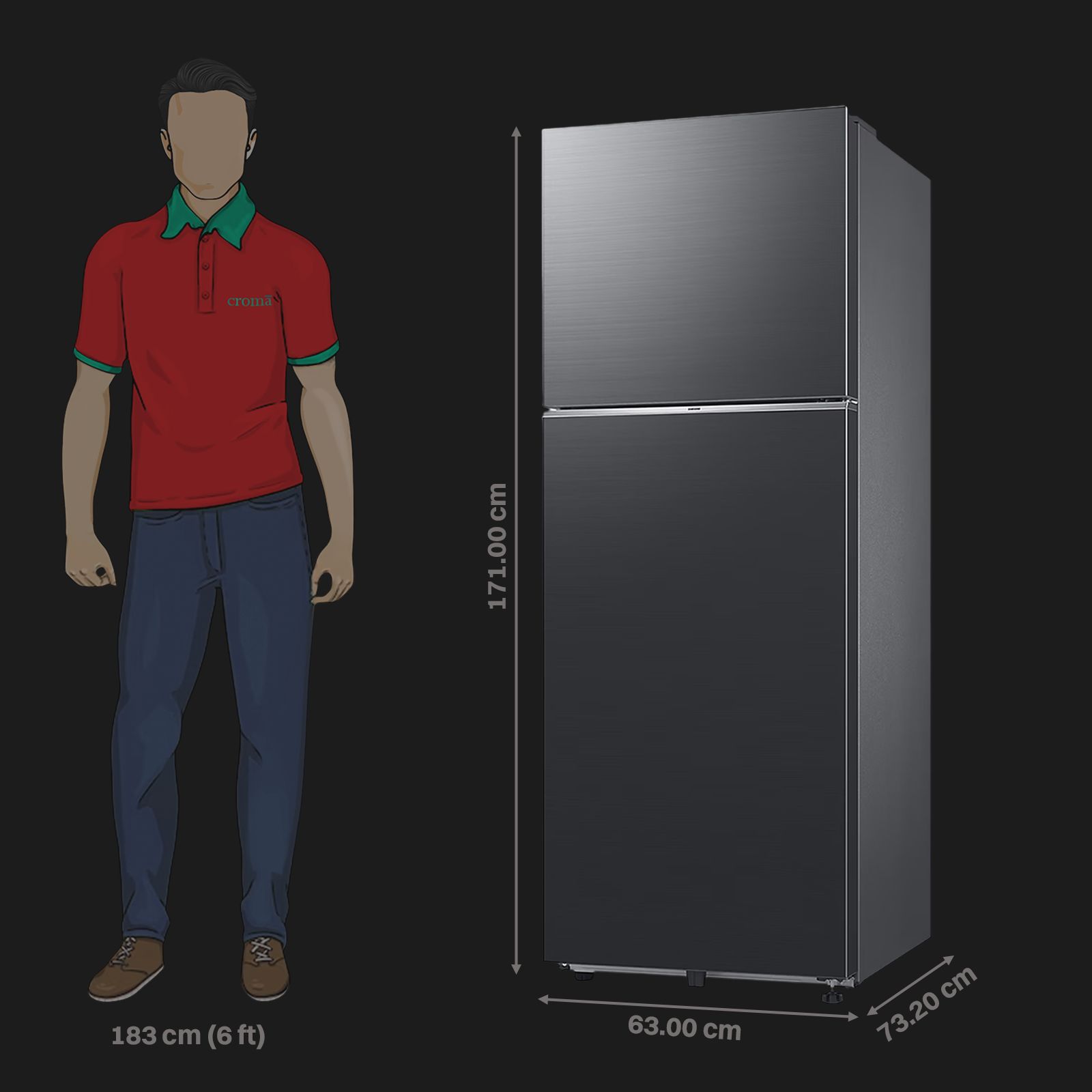 SAMSUNG 330 Litres 3 Star Frost Free Double Door Smart Wifi Enabled Refrigerator with Twin Cooling Plus Technology (RT34DG5A4DB1HL, Black Matt)_2
