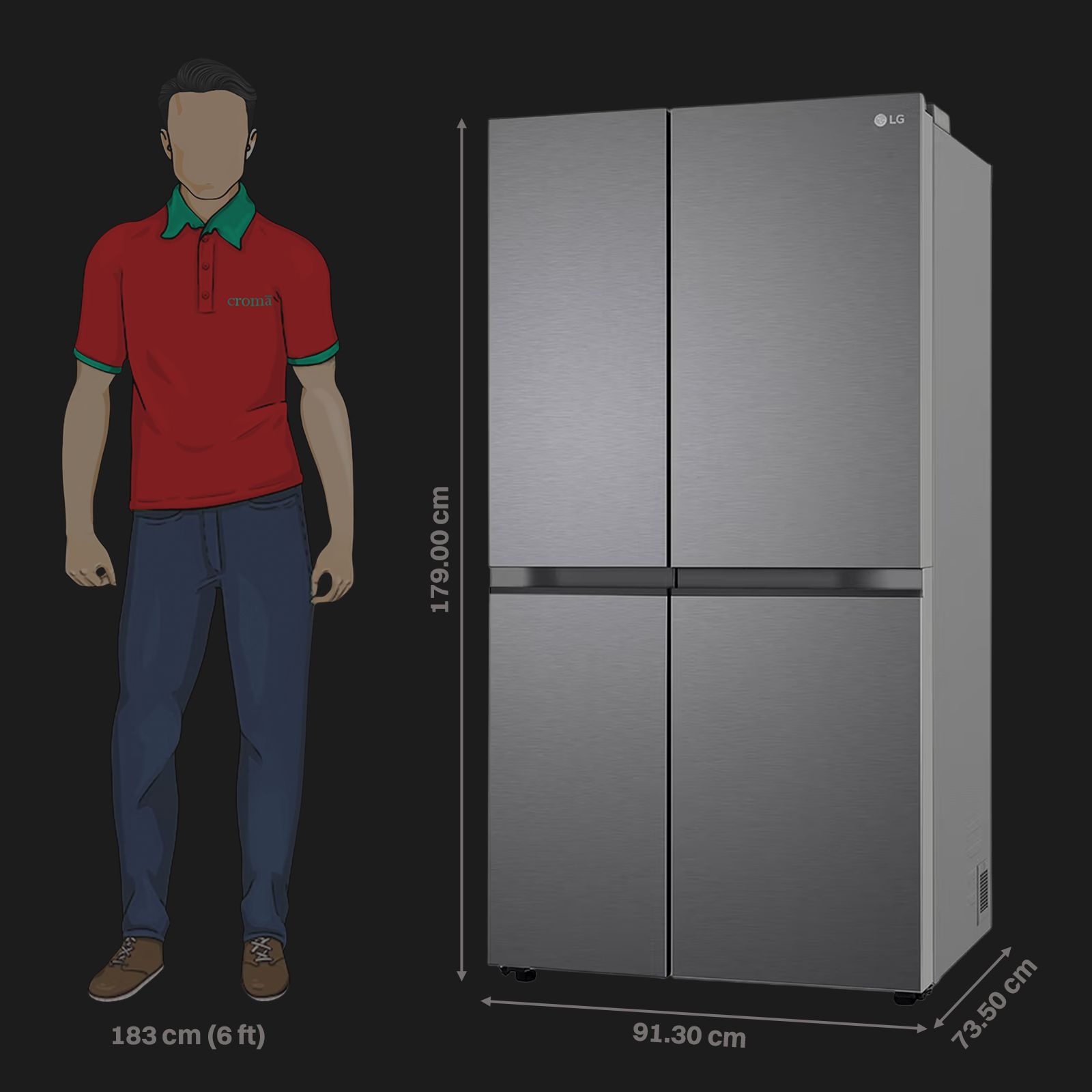 LG 650 Litres 3 Star Frost Free Side by Side Refrigerator with Auto Smart Connect (GL-B257JDS3, Dazzle Steel)_2