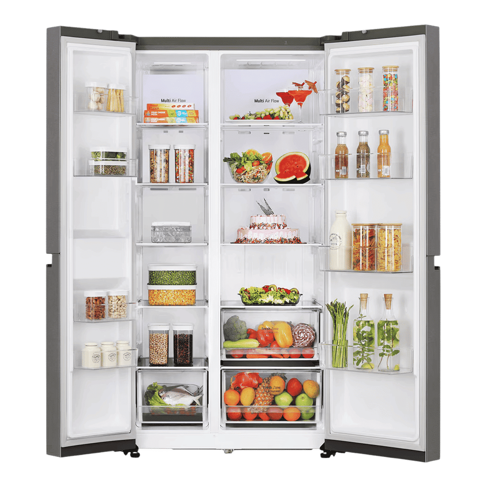 LG 650 Litres 3 Star Frost Free Side by Side Refrigerator with Auto Smart Connect (GL-B257JDS3, Dazzle Steel)_5