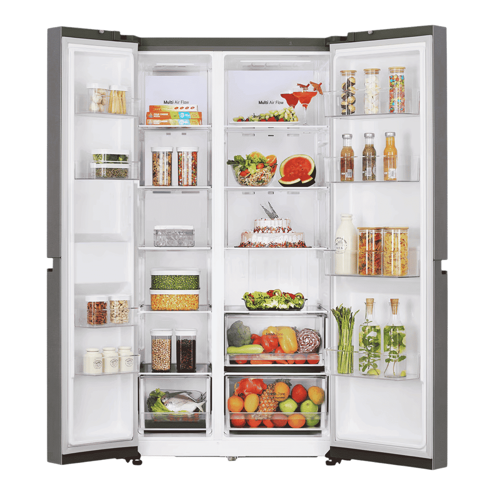 LG 650 Litres 3 Star Frost Free Side by Side Refrigerator with Auto Smart Connect (GL-B257JDS3, Dazzle Steel)_5
