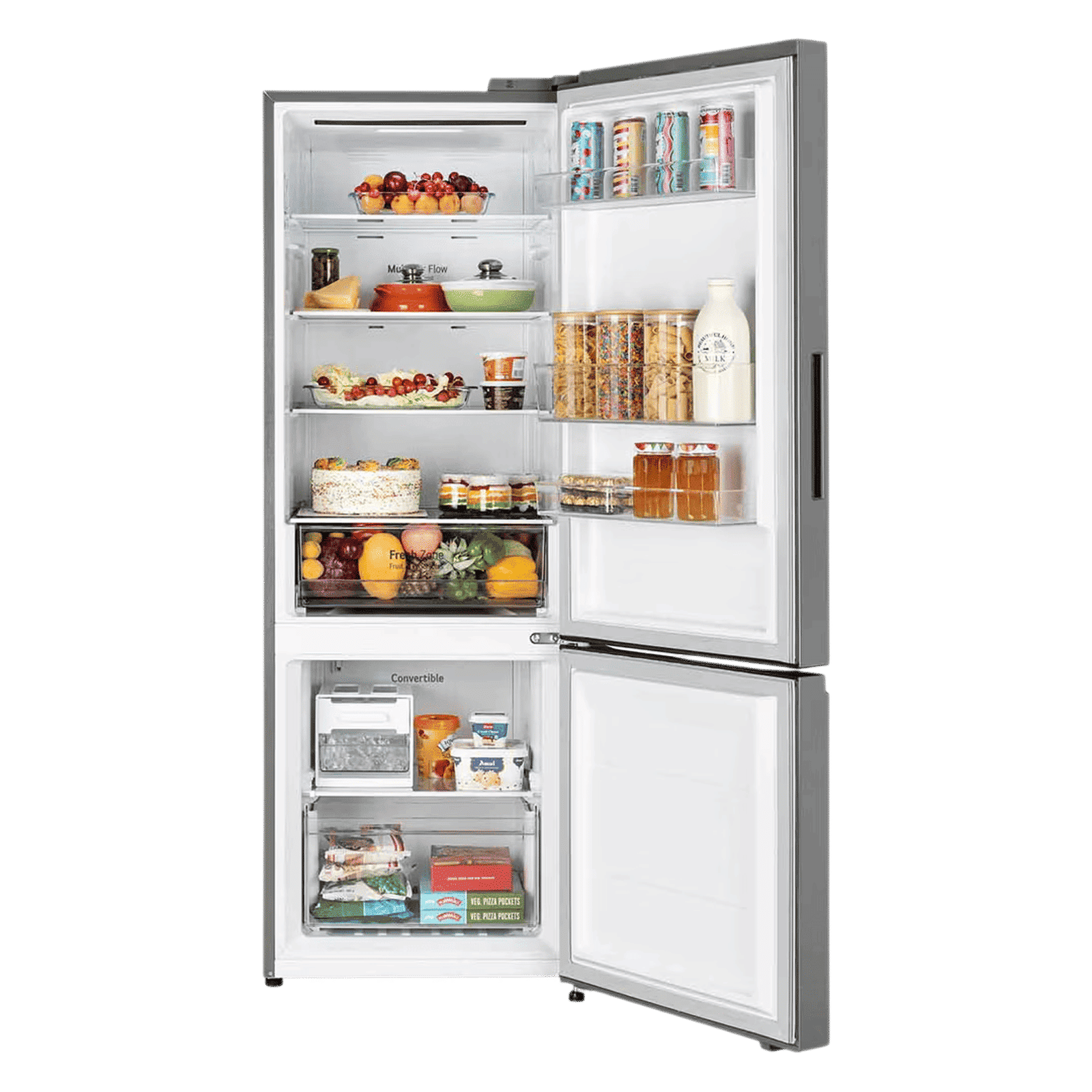 LG 340 Litres 3 Star Frost Free Double Door Bottom Mount Smart Wifi Enabled Convertible Refrigerator with Door Cooling Plus (GL-B382DPZX, Shiny Steel)_5