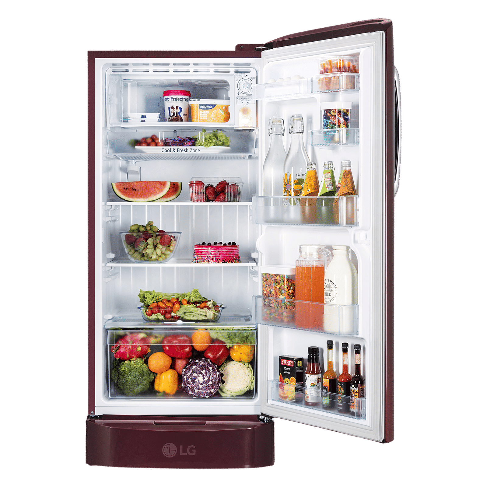LG 210 Litres 5 Star Direct Cool Single Door Refrigerator with Auto Smart Connect (GL-D231ASMU, Scarlet Marvel) LG 210 Litres 5 Star Direct Cool Single Door Refrigerator with Auto Smart Connect (GL-D231ASMU, Scarlet Marvel)_8