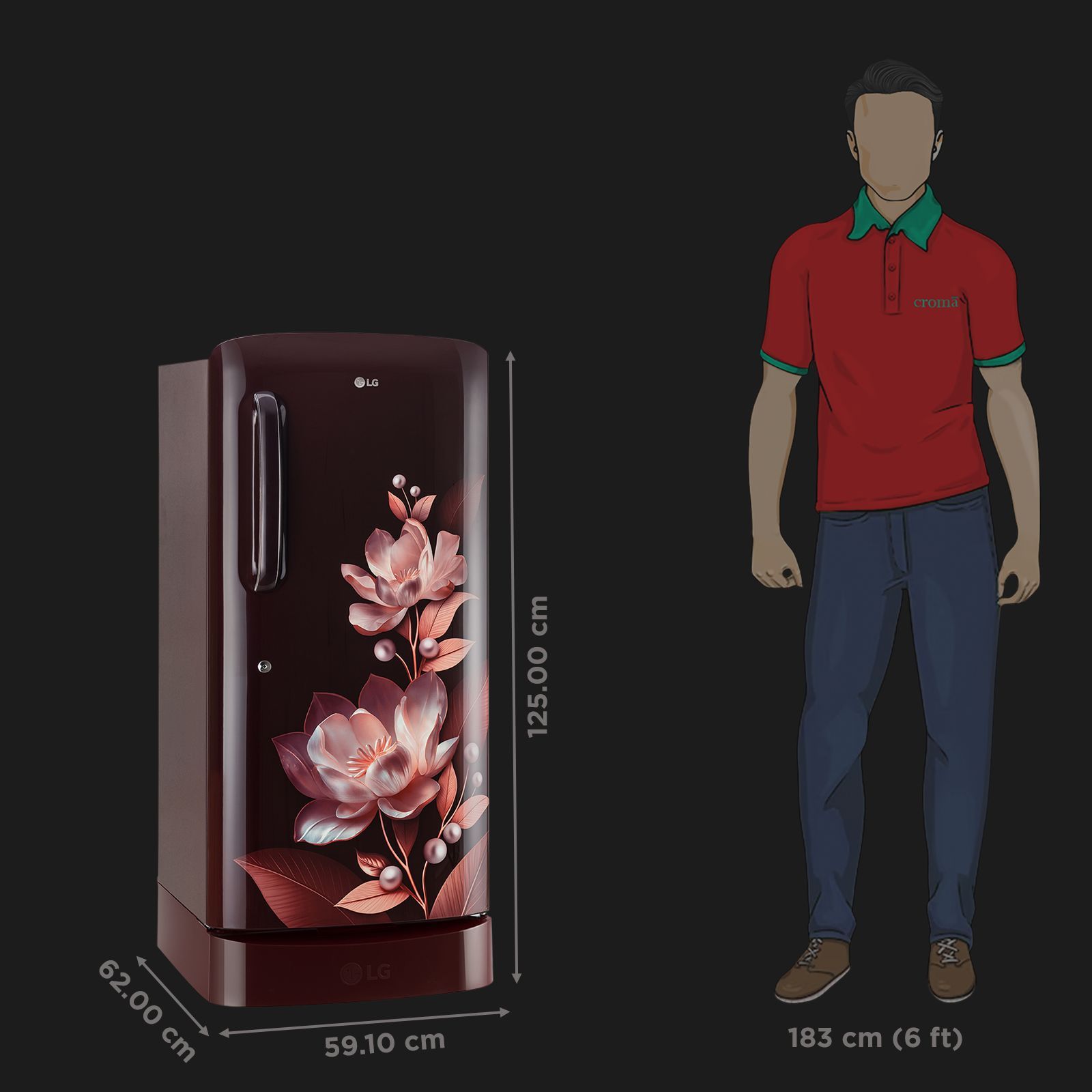 LG 210 Litres 5 Star Direct Cool Single Door Refrigerator with Auto Smart Connect (GL-D231ASMU, Scarlet Marvel) LG 210 Litres 5 Star Direct Cool Single Door Refrigerator with Auto Smart Connect (GL-D231ASMU, Scarlet Marvel)_2