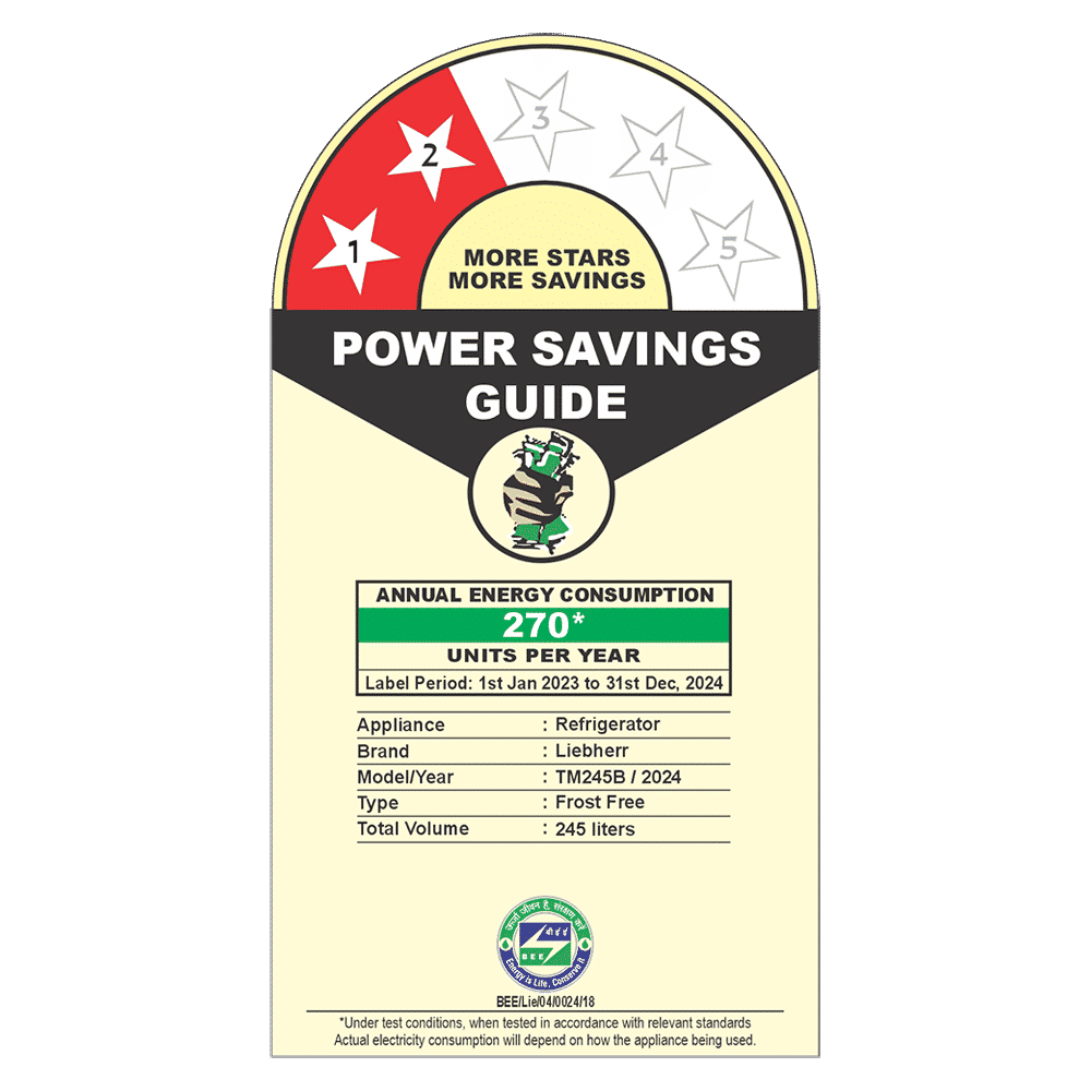 LIEBHERR Cluster 1 245 Litres 2 Star Frost Free Double Door Refrigerator with Bigger Vegetable Basket (TCHgsB 2411, Grey Steel)_5