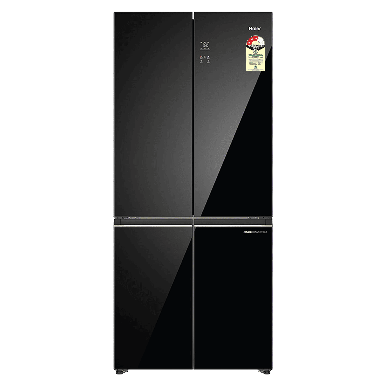 Haier 520 Litres 3 Star Frost Free French Door Convertible Refrigerator with Colorful Digital Display Panel (HRB-600KGU1, Black Glass)_1