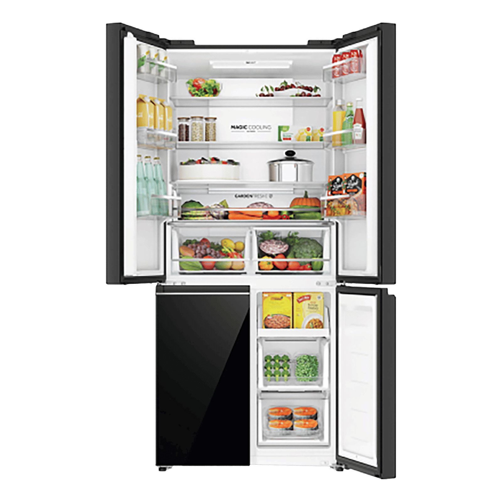 Haier 520 Litres 3 Star Frost Free French Door Convertible Refrigerator with Colorful Digital Display Panel (HRB-600KGU1, Black Glass)_12