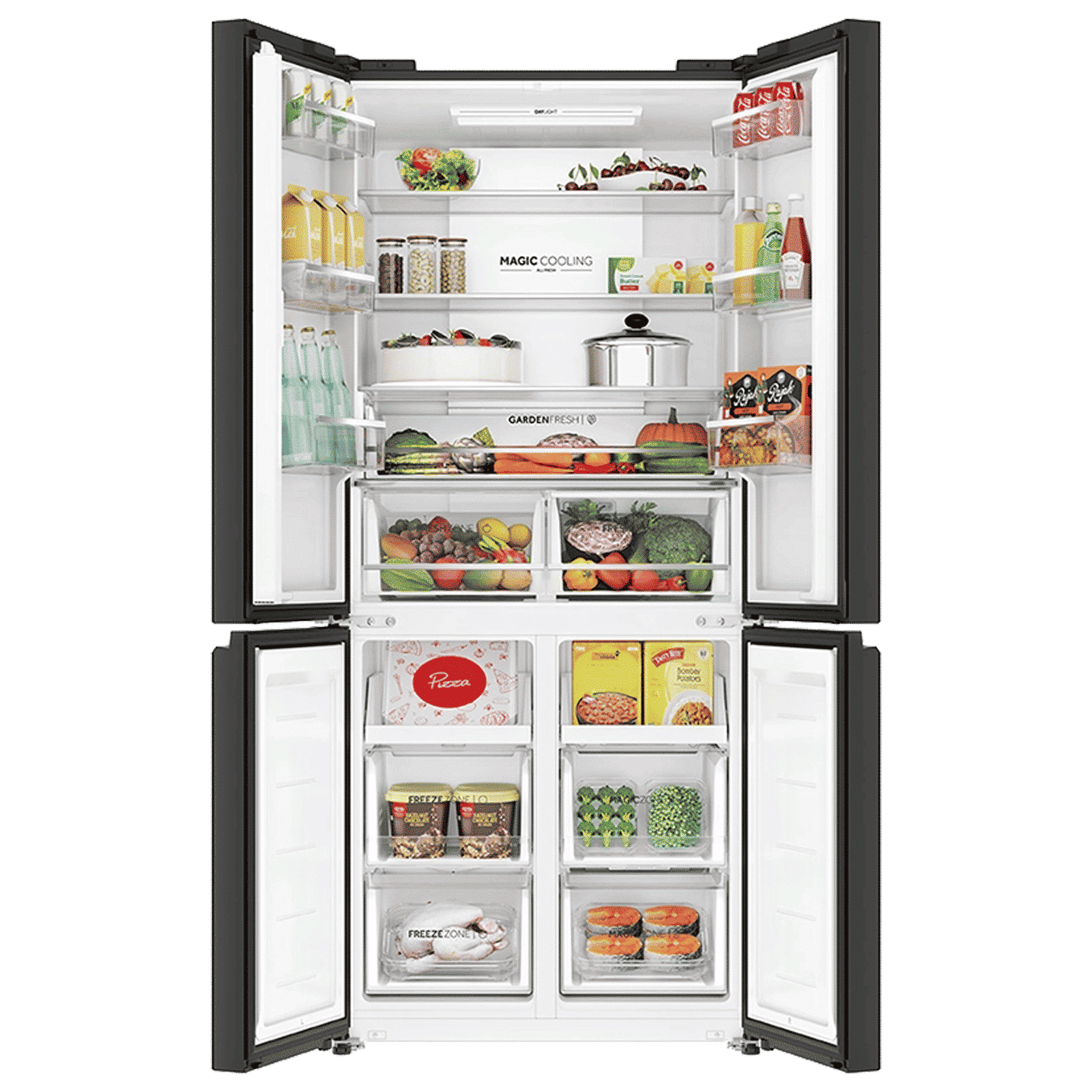 Haier 520 Litres 3 Star Frost Free French Door Convertible Refrigerator with Colorful Digital Display Panel (HRB-600KGU1, Black Glass)_5