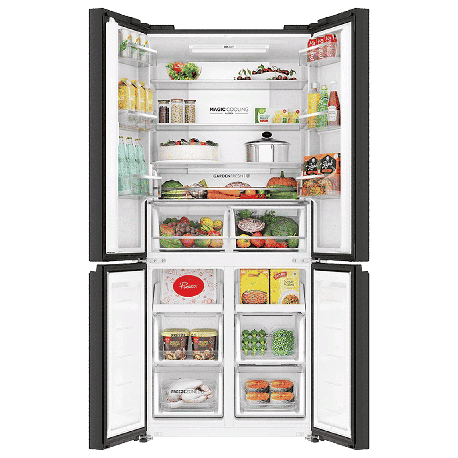 Haier 520 Litres 3 Star Frost Free French Door Convertible Refrigerator with Colorful Digital Display Panel (HRB-600KGU1, Black Glass)_5