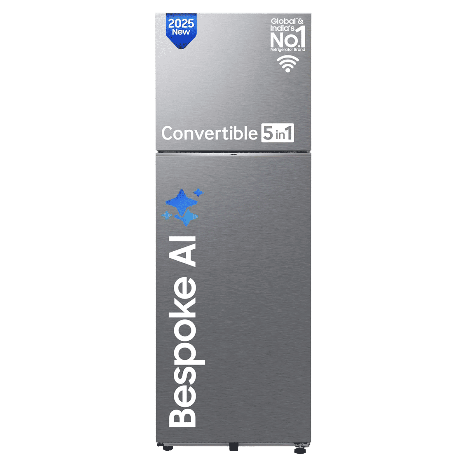 SAMSUNG 330 Litres 2 Star Frost Free Double Door Smart Wifi Enabled Convertible Refrigerator with Bespoke AI (RT34DG5A2BSLHL, EZ Clean Steel)_1