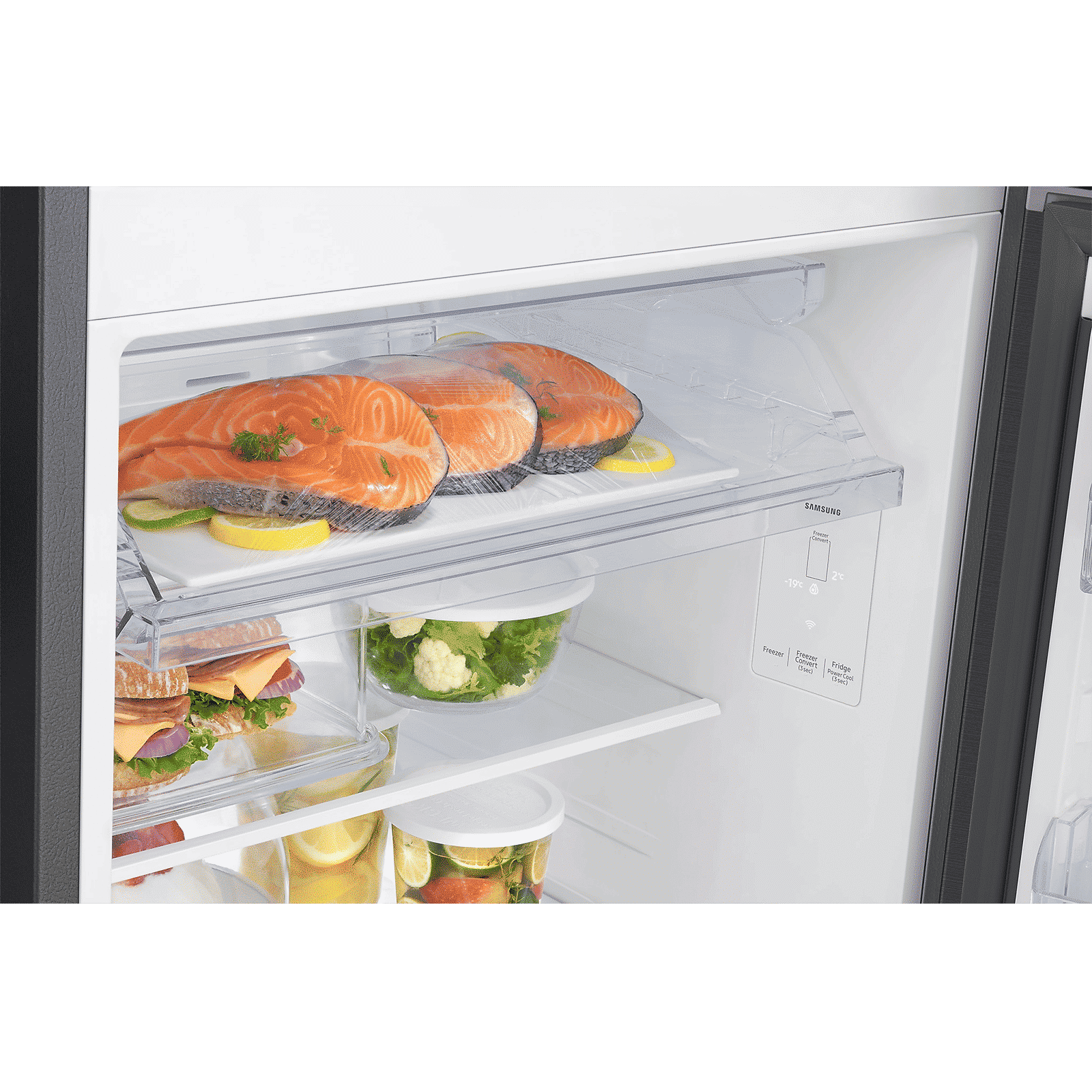 SAMSUNG 330 Litres 3 Star Frost Free Double Door Smart Wifi Enabled Convertible Refrigerator with Bespoke AI (RT34DG5A4DBXHL, Luxe Black)_9