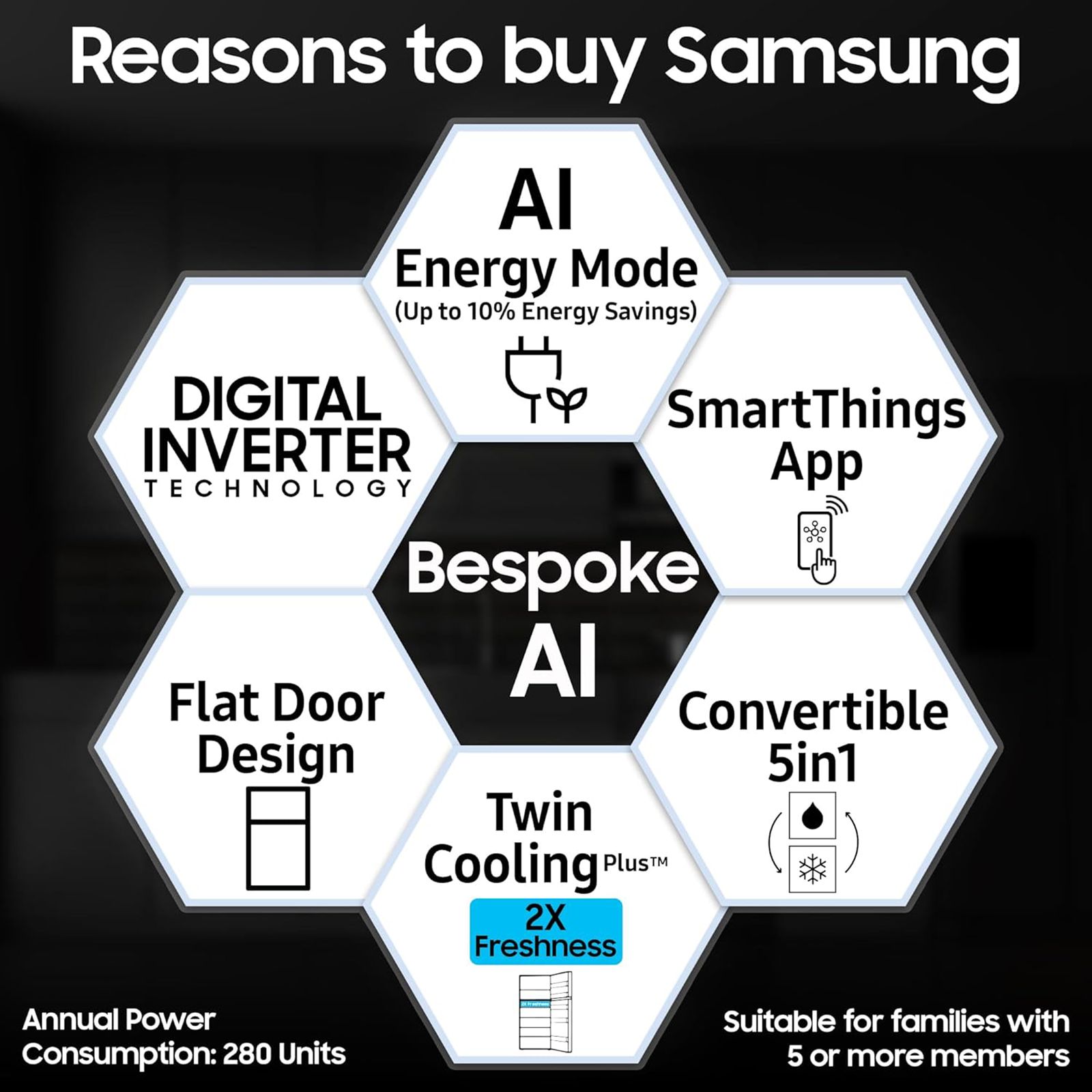 SAMSUNG 350 Litres 2 Star Frost Free Double Door Smart Wifi Enabled Convertible Refrigerator with Bespoke AI (RT38DG5A2BSLHL, Real Stainless)_13