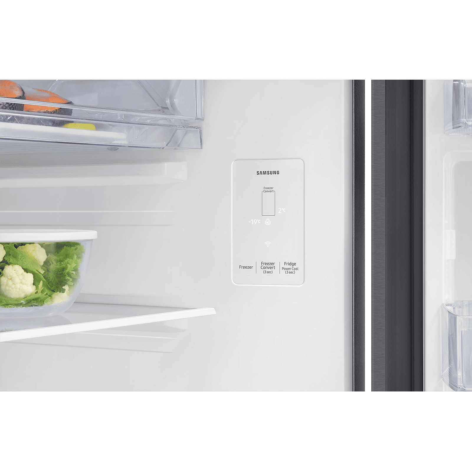 SAMSUNG 350 Litres 2 Star Frost Free Double Door Smart Wifi Enabled Convertible Refrigerator with Bespoke AI (RT38DG5A2BSLHL, Real Stainless)_8