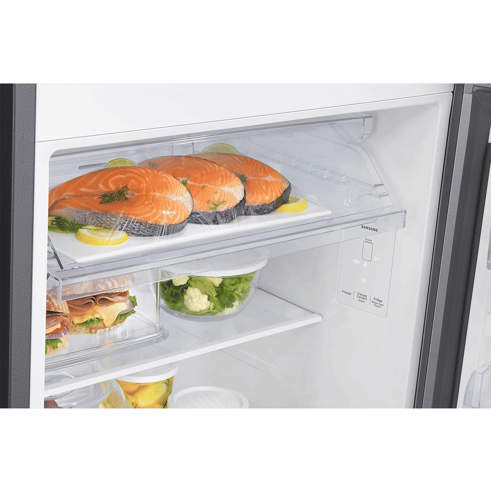 SAMSUNG 350 Litres 3 Star Frost Free Double Door Smart Wifi Enabled Convertible Refrigerator with Bespoke AI (RT38DG5A4DS8HL, Elegant Inox)_9