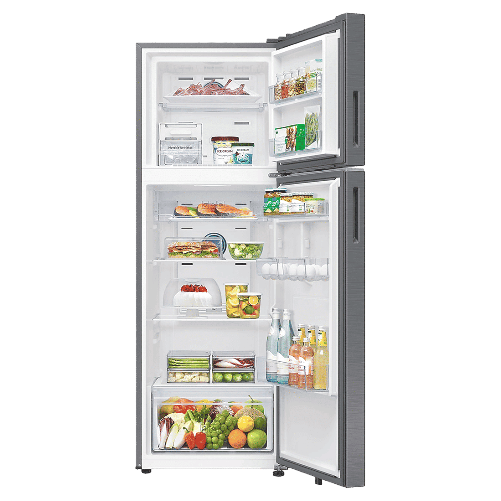 SAMSUNG 350 Litres 3 Star Frost Free Double Door Smart Wifi Enabled Convertible Refrigerator with Bespoke AI (RT38DG5A4DS8HL, Elegant Inox)_5