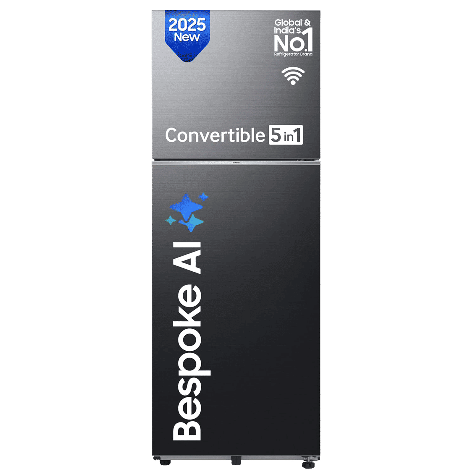 SAMSUNG 350 Litres 3 Star Frost Free Double Door Smart Wifi Enabled Convertible Refrigerator with Bespoke AI (RT38DG5A4DBXHL, Luxe Black)_1