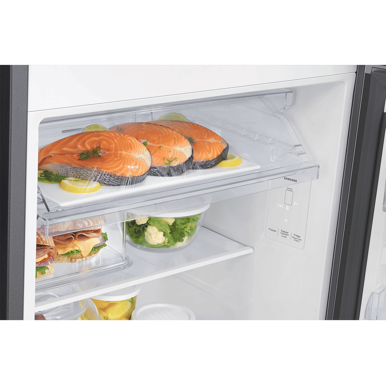 SAMSUNG 350 Litres 3 Star Frost Free Double Door Smart Wifi Enabled Convertible Refrigerator with Bespoke AI (RT38DG5A4DBXHL, Luxe Black)_11