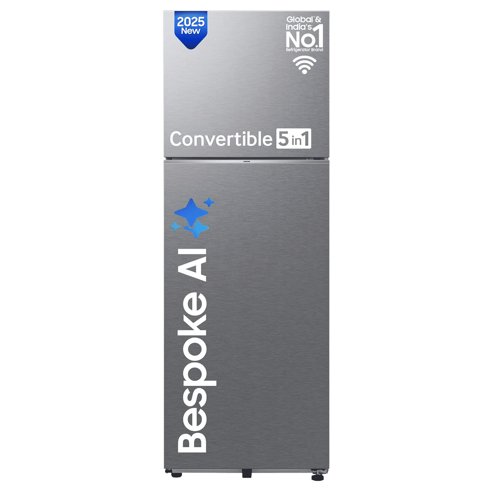 SAMSUNG 396 Litres 2 Star Frost Free Double Door Smart Wifi Enabled Convertible Refrigerator with Bespoke AI (RT41DG6A2BSLHL, Real Stainless)_1