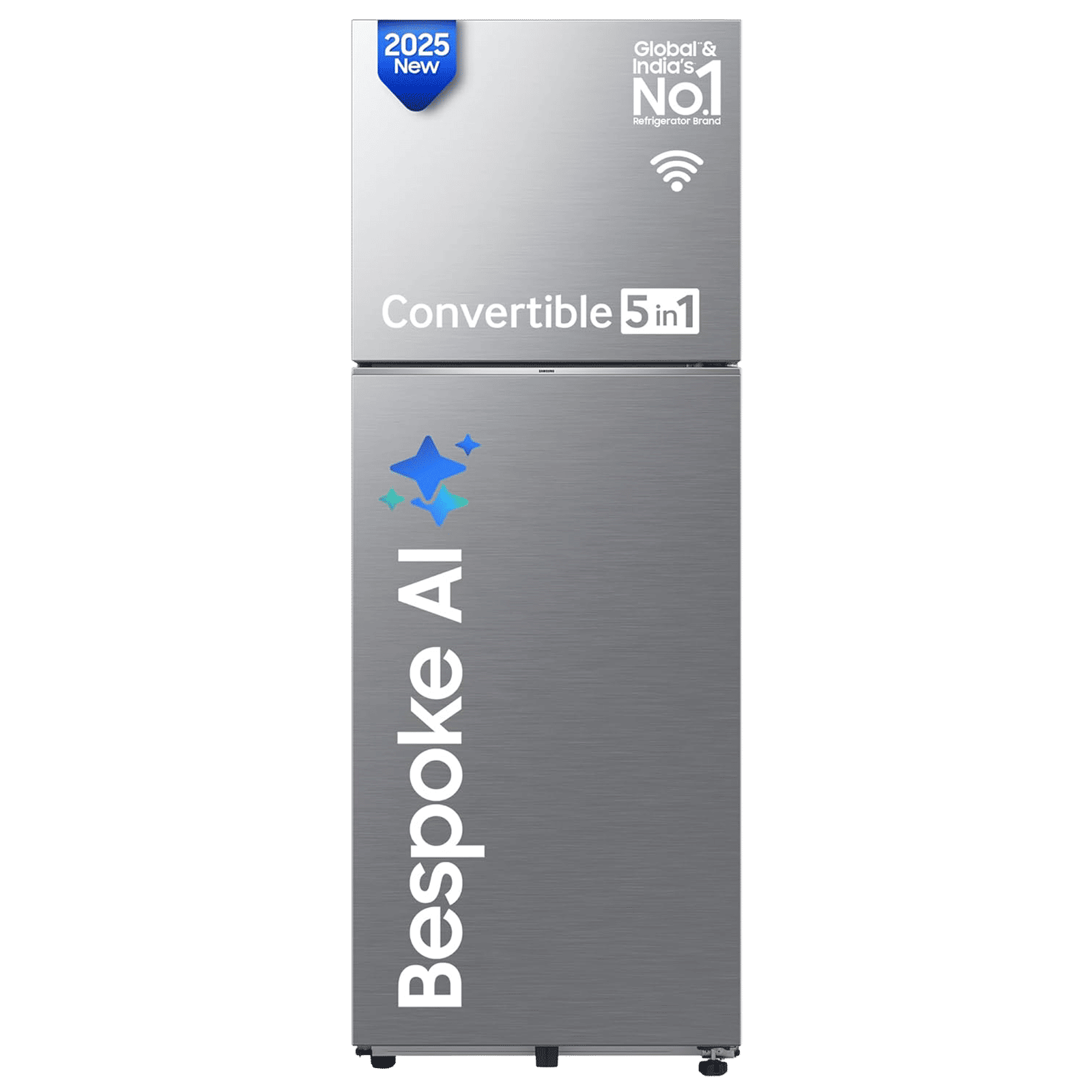 SAMSUNG 419 Litres 2 Star Frost Free Double Door Smart Wifi Enabled Convertible Refrigerator with Bespoke AI (RT45DG6A2BS8HL, Elegant Inox)_1