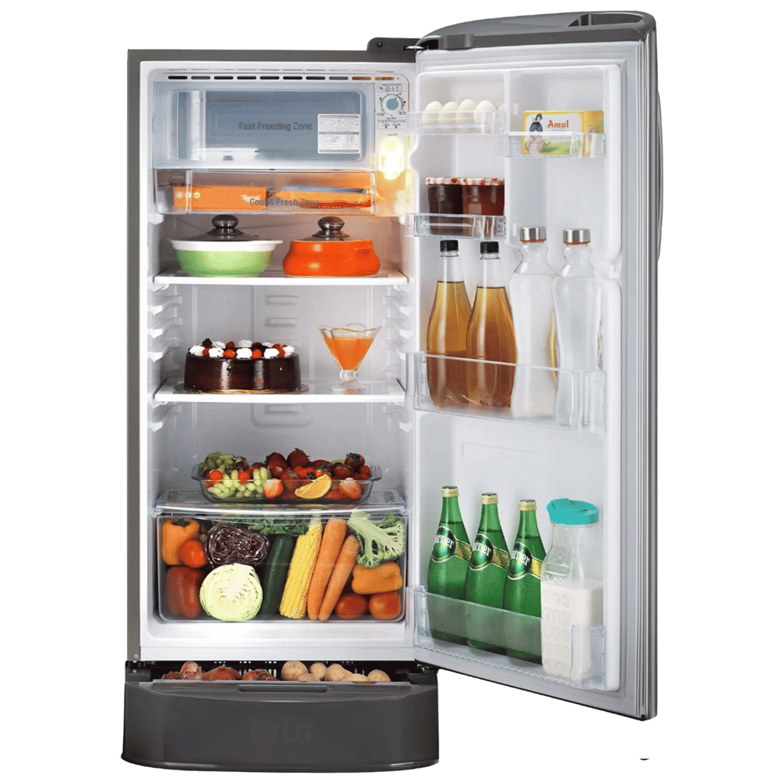 LG 185 Liters 3 Star Direct Cool Single Door Refrigerator with MOIST ‘N' FRESH Technology (GL-D201APZD, Shiny Steel) LG 185 Liters 3 Star Direct Cool Single Door Refrigerator with MOIST ‘N' FRESH Technology (GL-D201APZD, Shiny Steel)_5