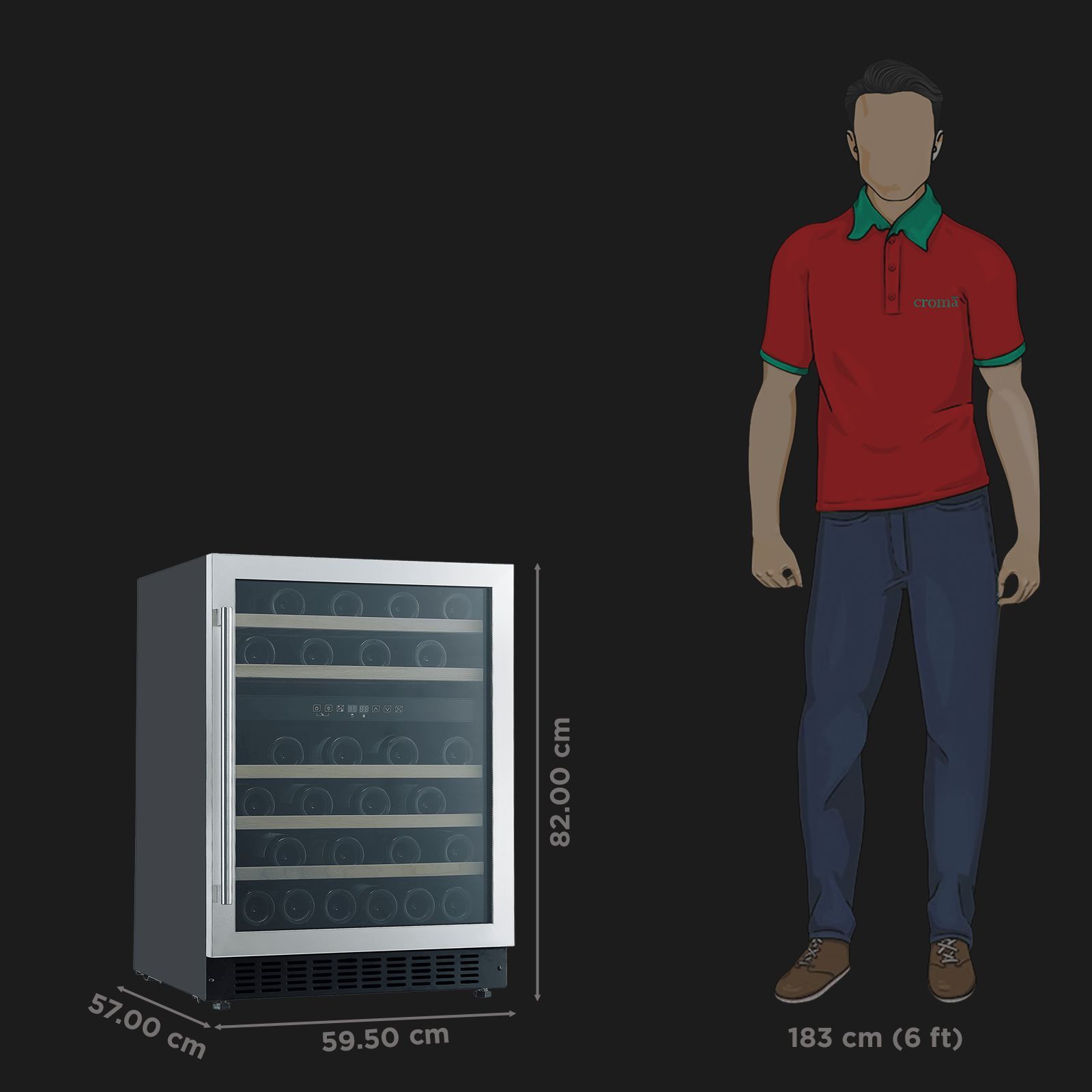 elica 145 Litres 46 Bottles Wine Cooler (LED Display, EWC145S6082, Black)_2