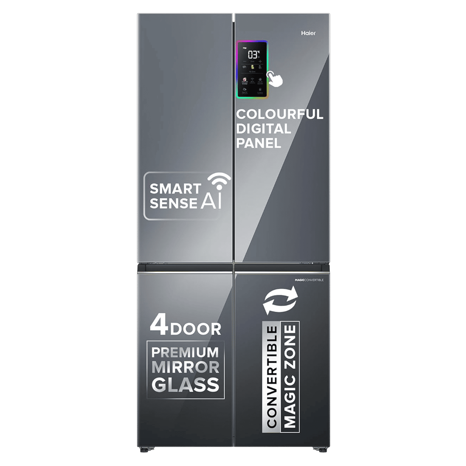Haier Lumiere 520 Liters 3 Star Frost Free French Door Smart Wifi Enabled Convertible Refrigerator with Colorful Digital Display (HRB-600MGU1, Mirror Glass) Haier Lumiere 520 Liters 3 Star Frost Free French Door Smart Wifi Enabled Convertible Refrigerator with Colorful Digital Display (HRB-600MGU1, Mirror Glass)_1