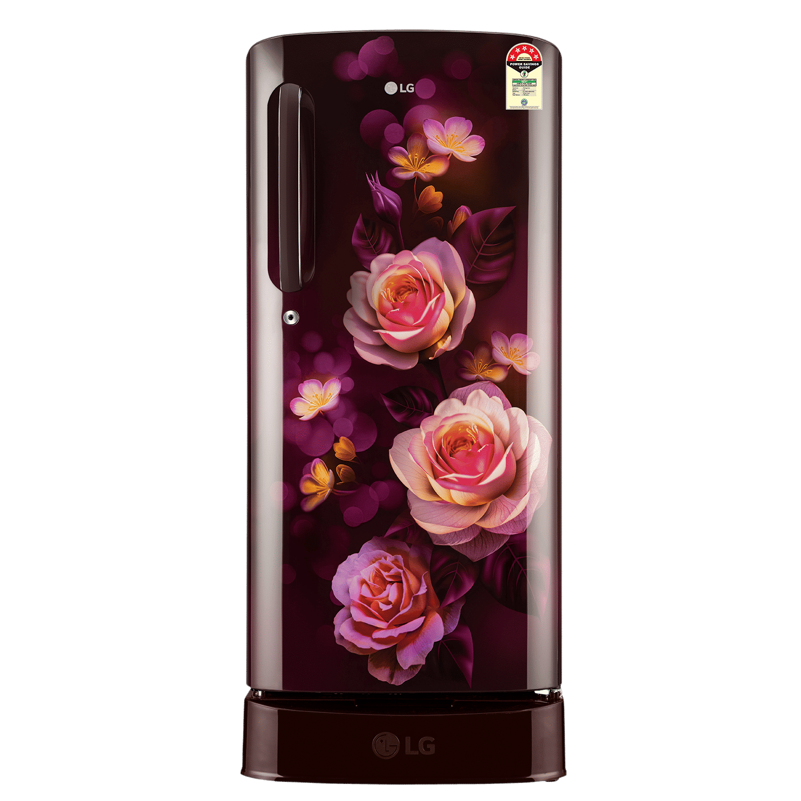 LG 201 Series 185 Litres 5 Star Direct Cool Single Door Refrigerator with Auto Smart Connect (GL-D201ASBU, Scarlet Bloom)_1