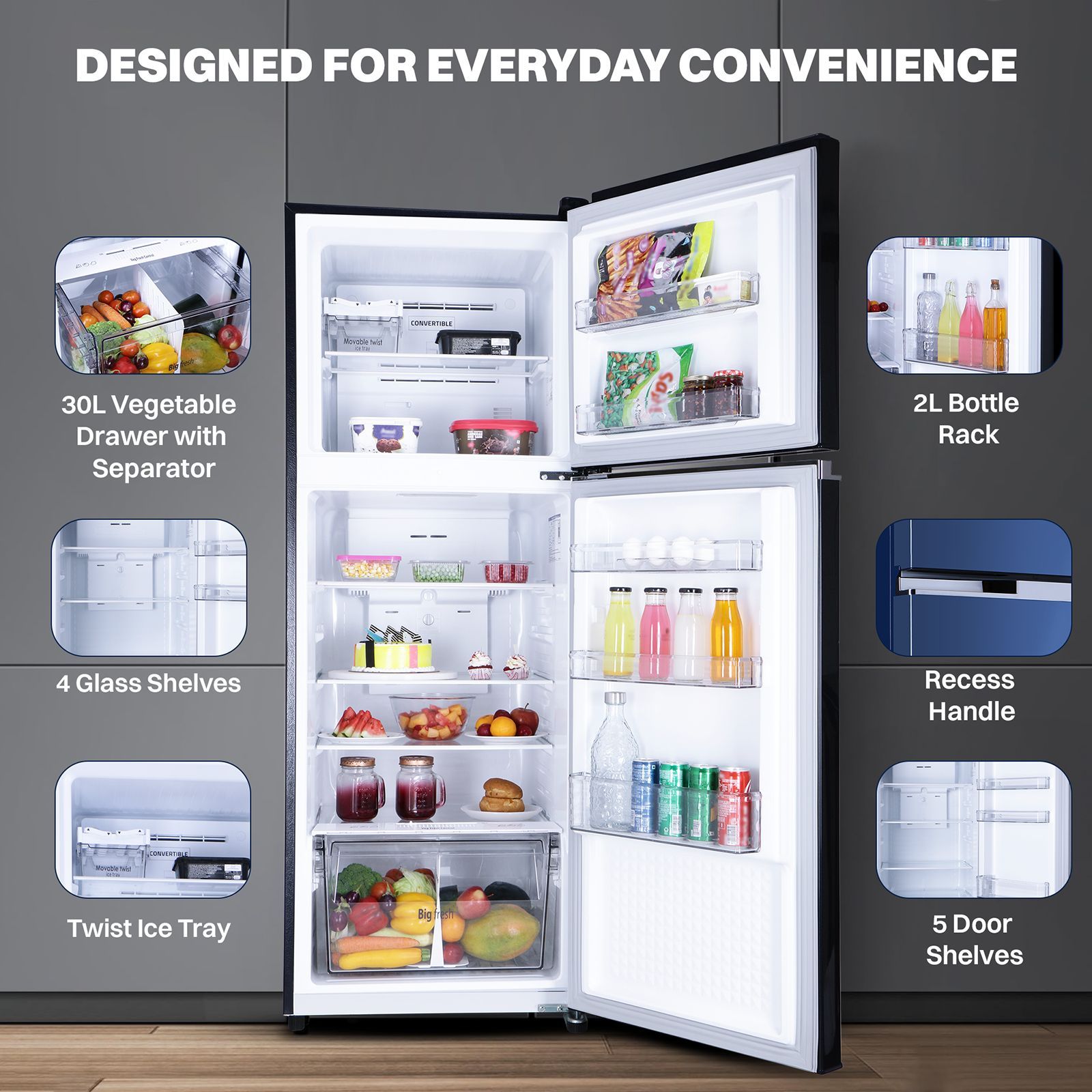 Croma 290 Litres 3 Star Frost Free Double Door Refrigerator with Inverter Technology (CRLR290FID276256, Ocean Blue) Croma 290 Litres 3 Star Frost Free Double Door Refrigerator with Inverter Technology (CRLR290FID276256, Ocean Blue)_6