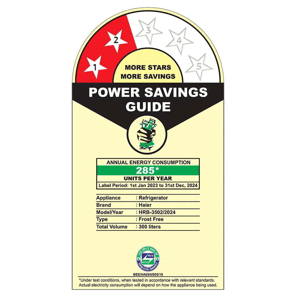 Haier 300 Litres 2 Star Frost Free Double Door Bottom Mount Refrigerator with Antibacterial Gasket (HRB-3502BS-P, Brushline Silver) Haier 300 Litres 2 Star Frost Free Double Door Bottom Mount Refrigerator with Antibacterial Gasket (HRB-3502BS-P, Brushline Silver)_8