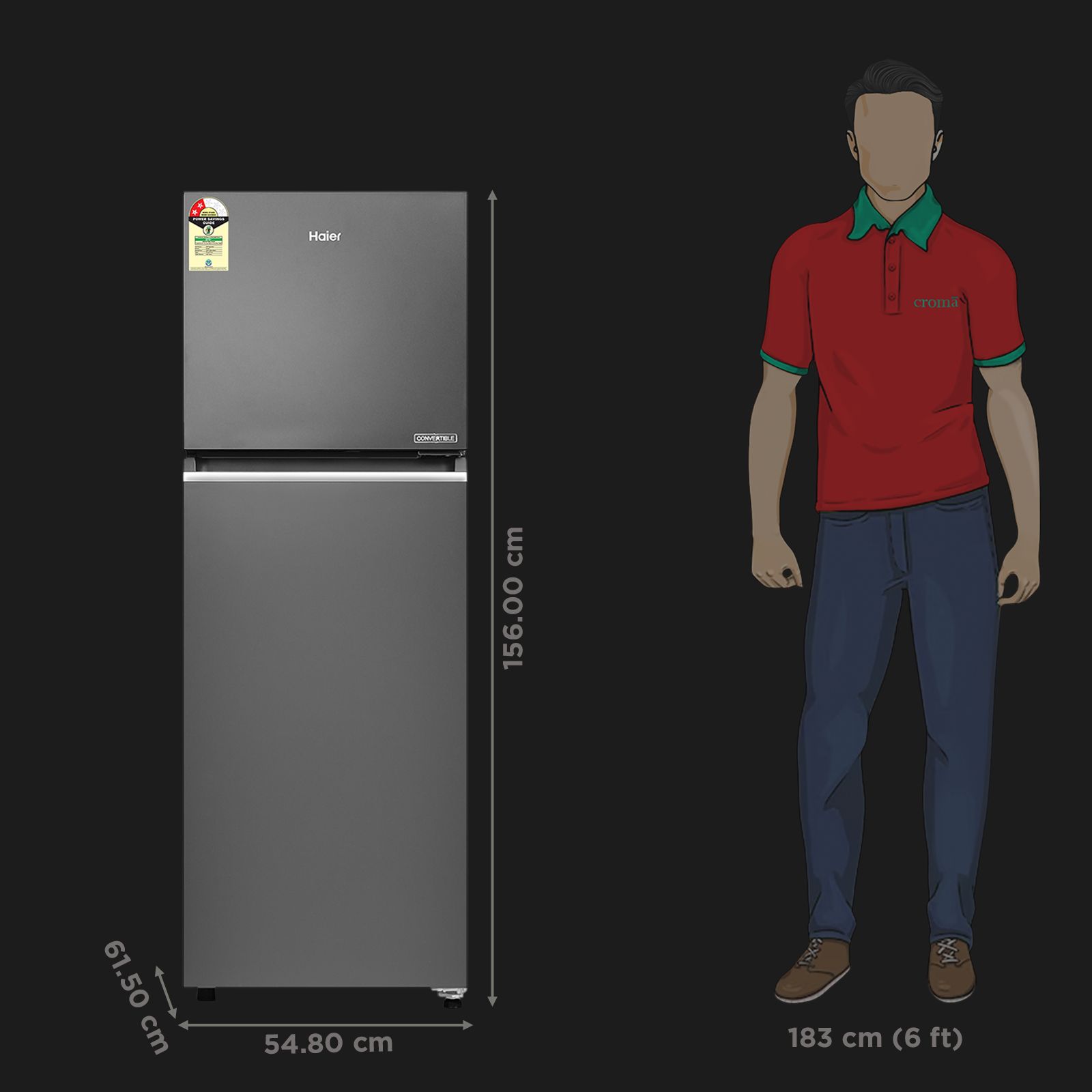 Haier 240 Litres 2 Star Frost Free Double Door Convertible Refrigerator with Turbo Icing Technology (HRF-2902IBGB-P, GE Black)_3