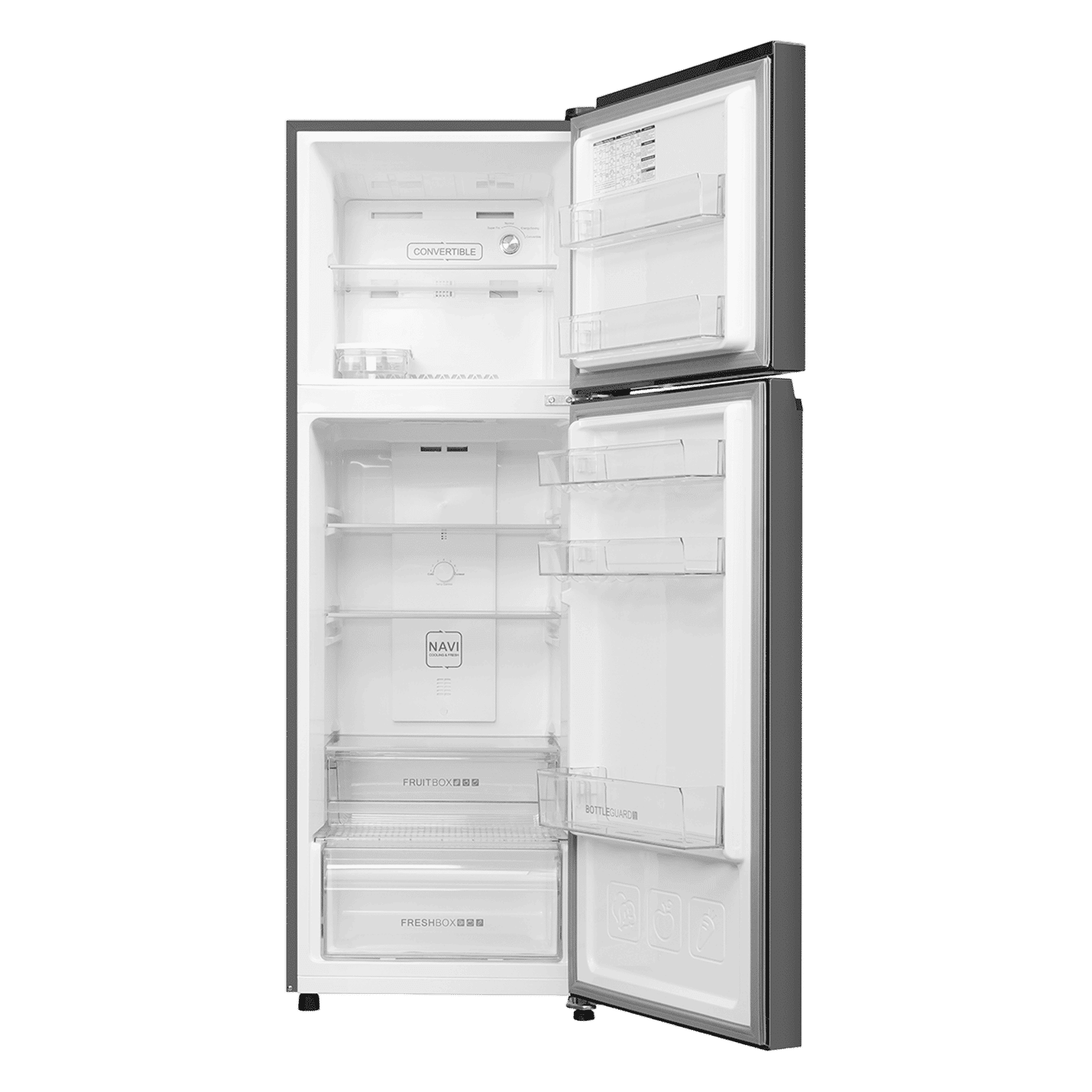 Haier 240 Litres 2 Star Frost Free Double Door Convertible Refrigerator with Turbo Icing Technology (HRF-2902IBGB-P, GE Black)_5