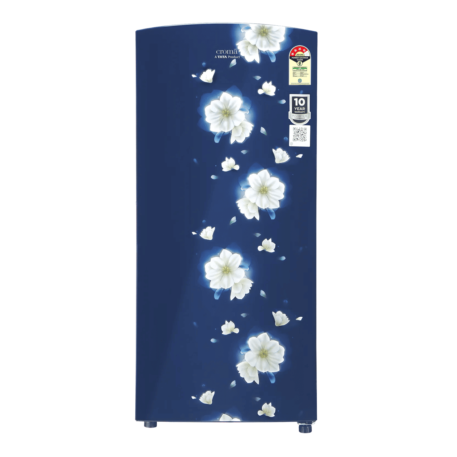 Croma 187 Litres 4 Star Direct Cool Single Door Refrigerator with Inverter Technology (CRLR187DIF302707, Floral Blue)_1