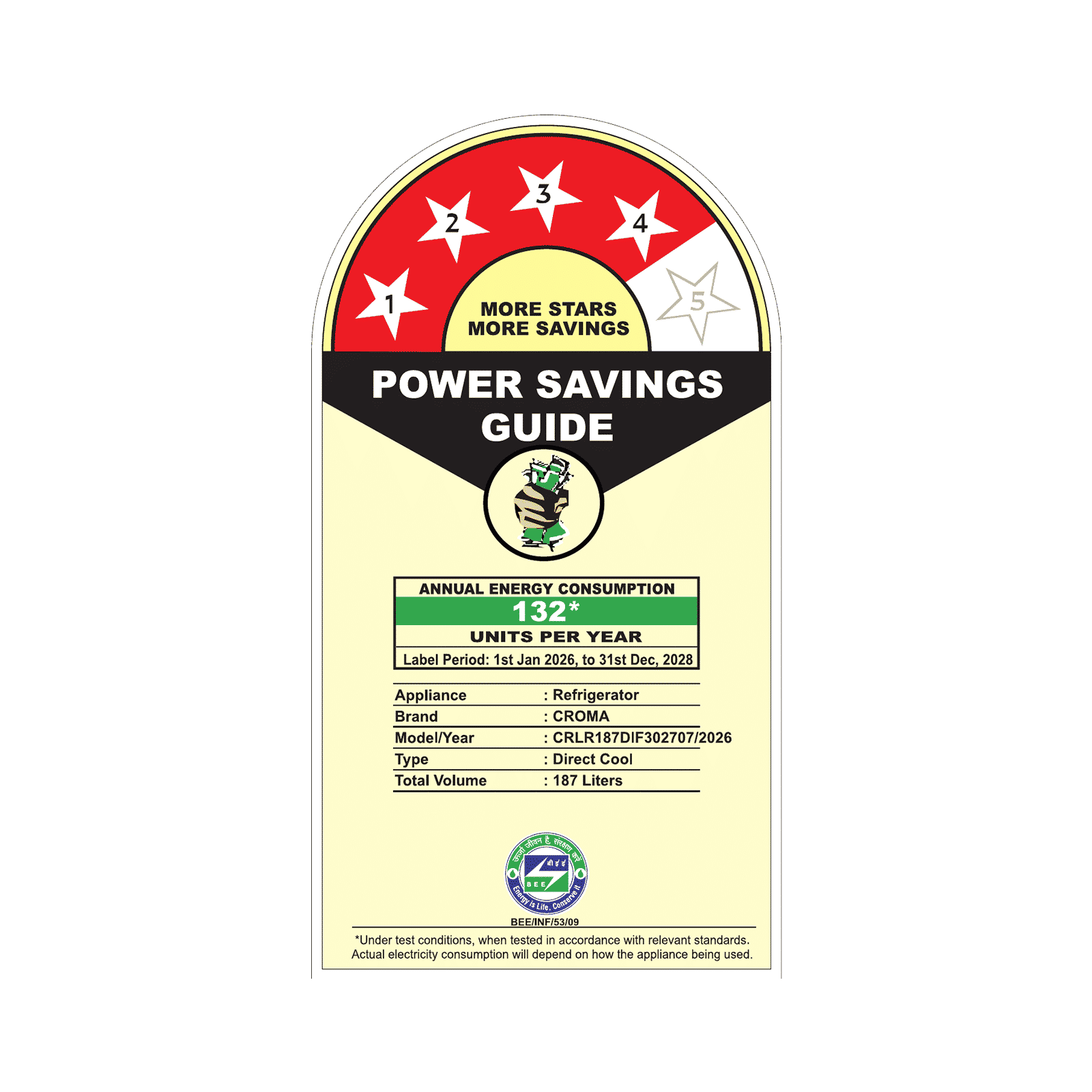 Croma 187 Litres 4 Star Direct Cool Single Door Refrigerator with Inverter Technology (CRLR187DIF302707, Floral Blue)_9