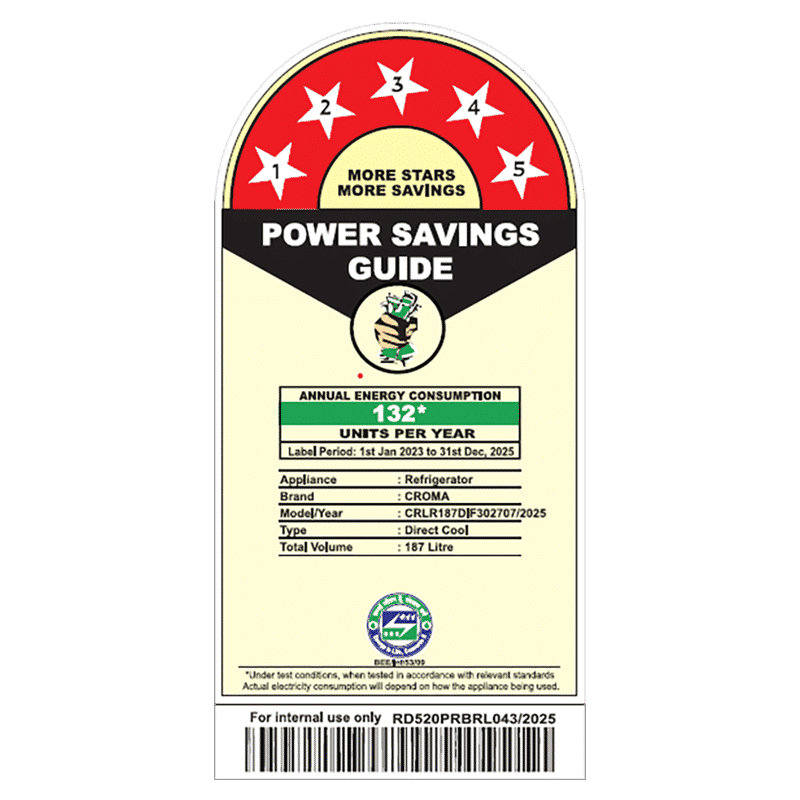 Croma 187 Litres 5 Star Direct Cool Single Door Refrigerator with Inverter Technology (CRLR187DIF302707, Floral Blue)_7