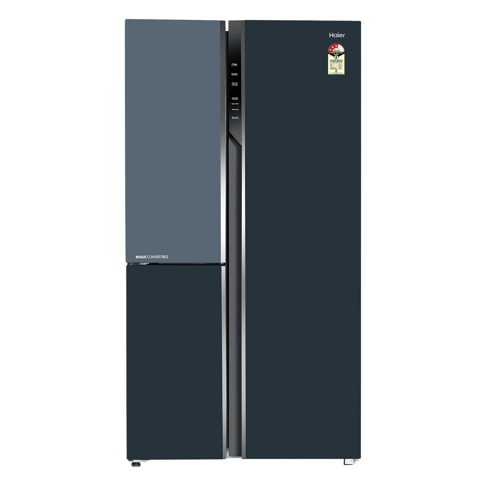 Haier Vogue Series 598 Litres 3 Star Frost Free Side by Side Door Smart Wifi Enabled Convertible Refrigerator with Deo Fresh Technology (HRT-683GOGU1, Grey Onyx Glass)_1