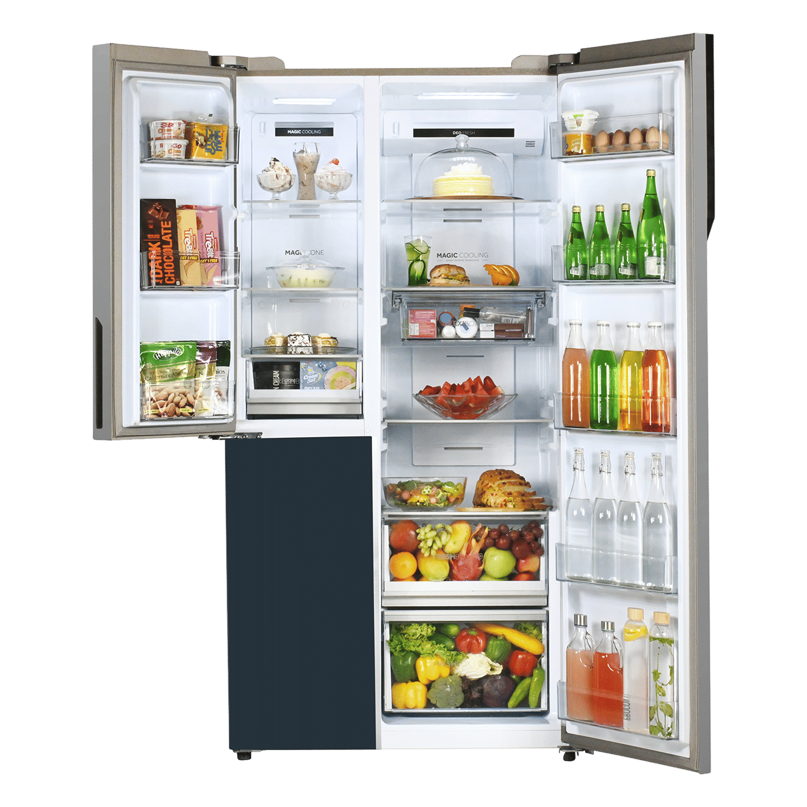 Haier Vogue Series 598 Litres 3 Star Frost Free Side by Side Door Smart Wifi Enabled Convertible Refrigerator with Deo Fresh Technology (HRT-683GOGU1, Grey Onyx Glass)_11